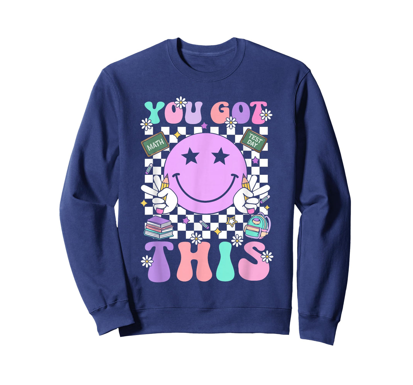 Groovy You Got This Smile Face Testing Day Teacher Womens T-Shirt
