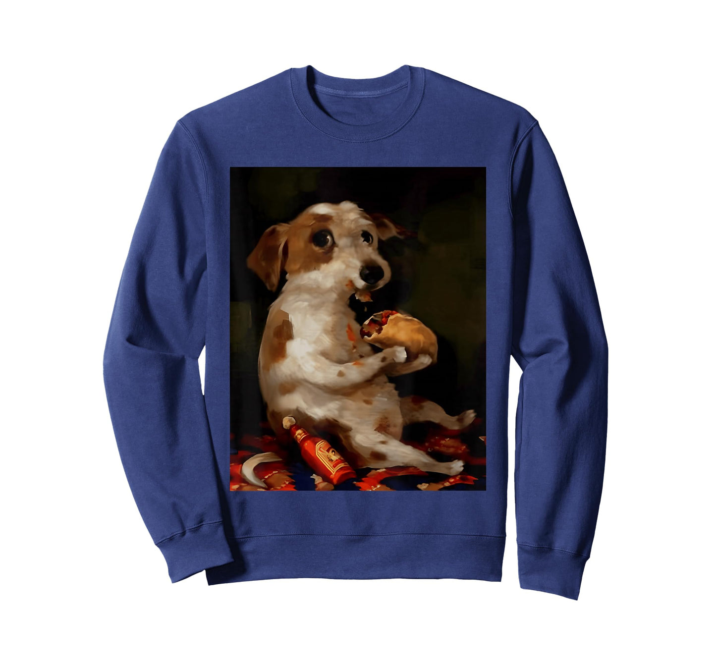 Funny Dog Chill with Taco Vintage Oil Painting Men Women T-Shirt
