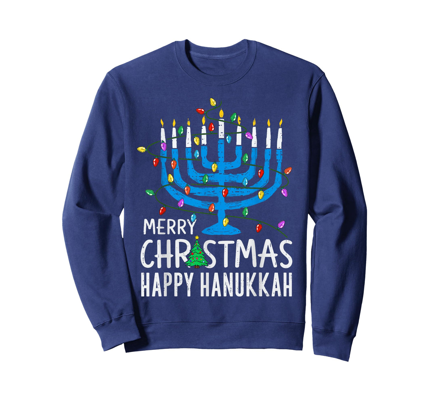 Merry Christmas Happy Hanukkah Jewish Menorah Chanukah Pjm T-Shirt