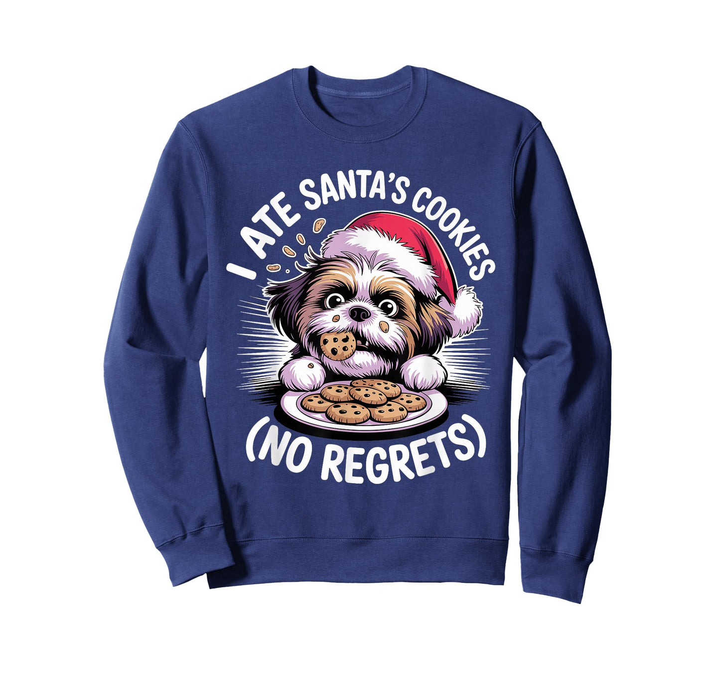 I Ate Santas Cookies Xmas Puppy Funny Christmas Shih Tzu T-Shirt