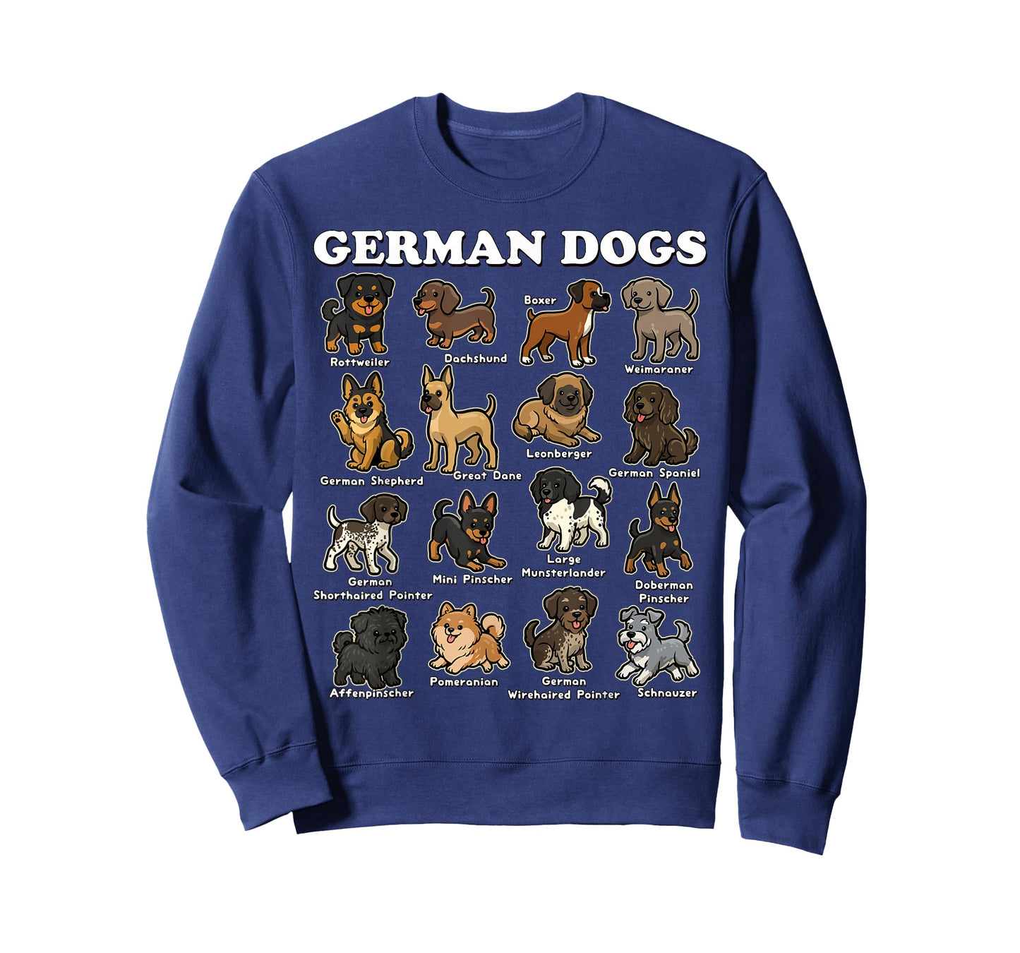 German Dogs Breed Chart Cute German Dog Breeds Cartoon T-Shirt