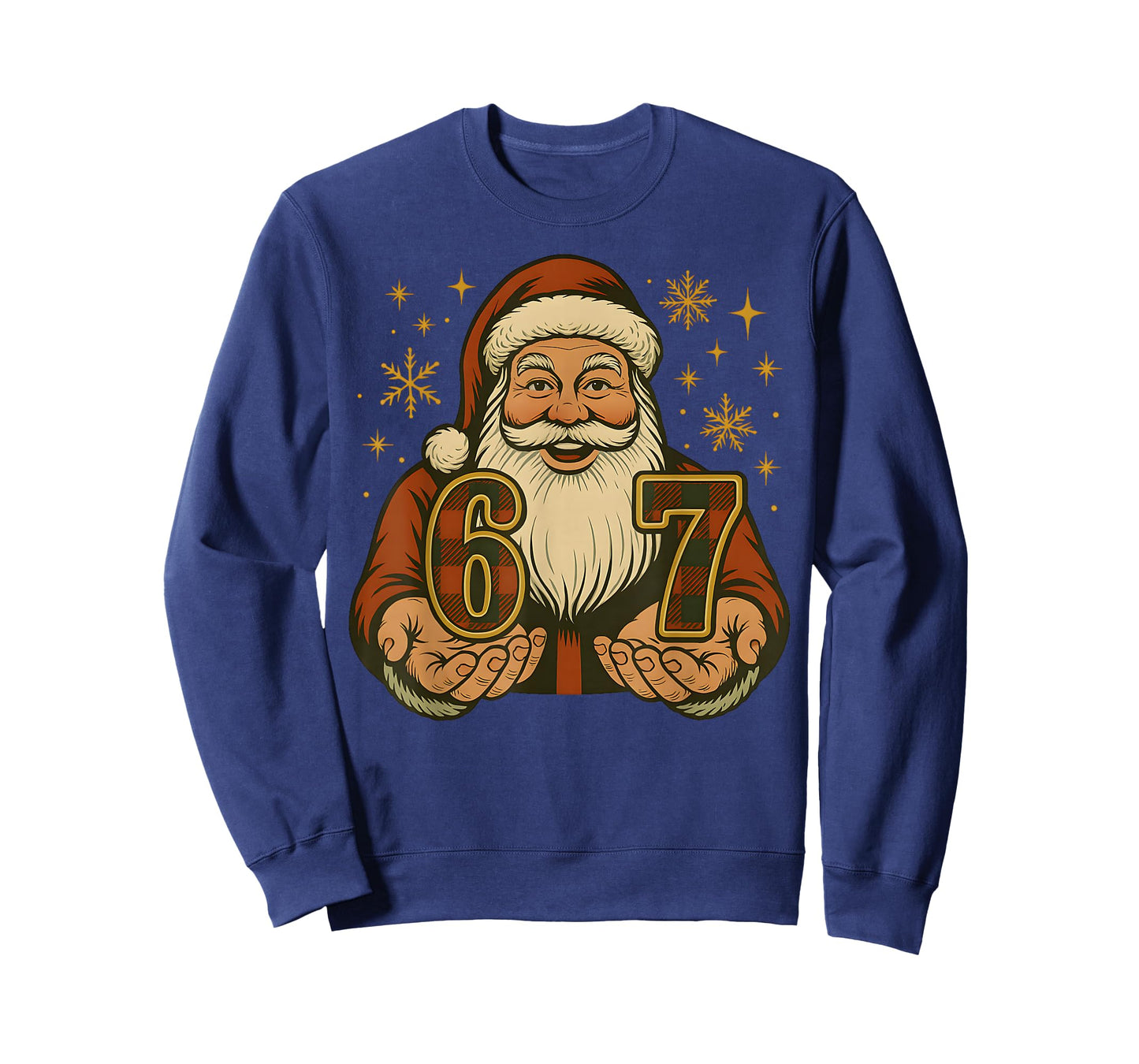 Funny 67 Christmas Santa Claus Hands Six Seven Meme Numbers T-Shirt