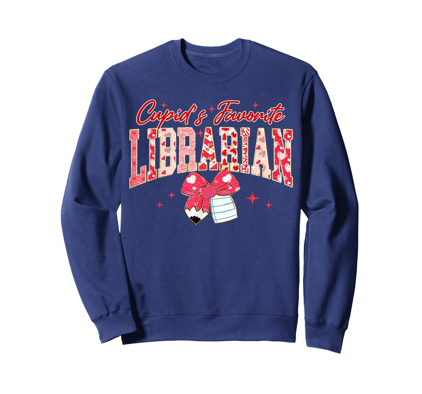 Groovy Cupid's Favorite Librarian Pencil Bow Valentines Day T-Shirt