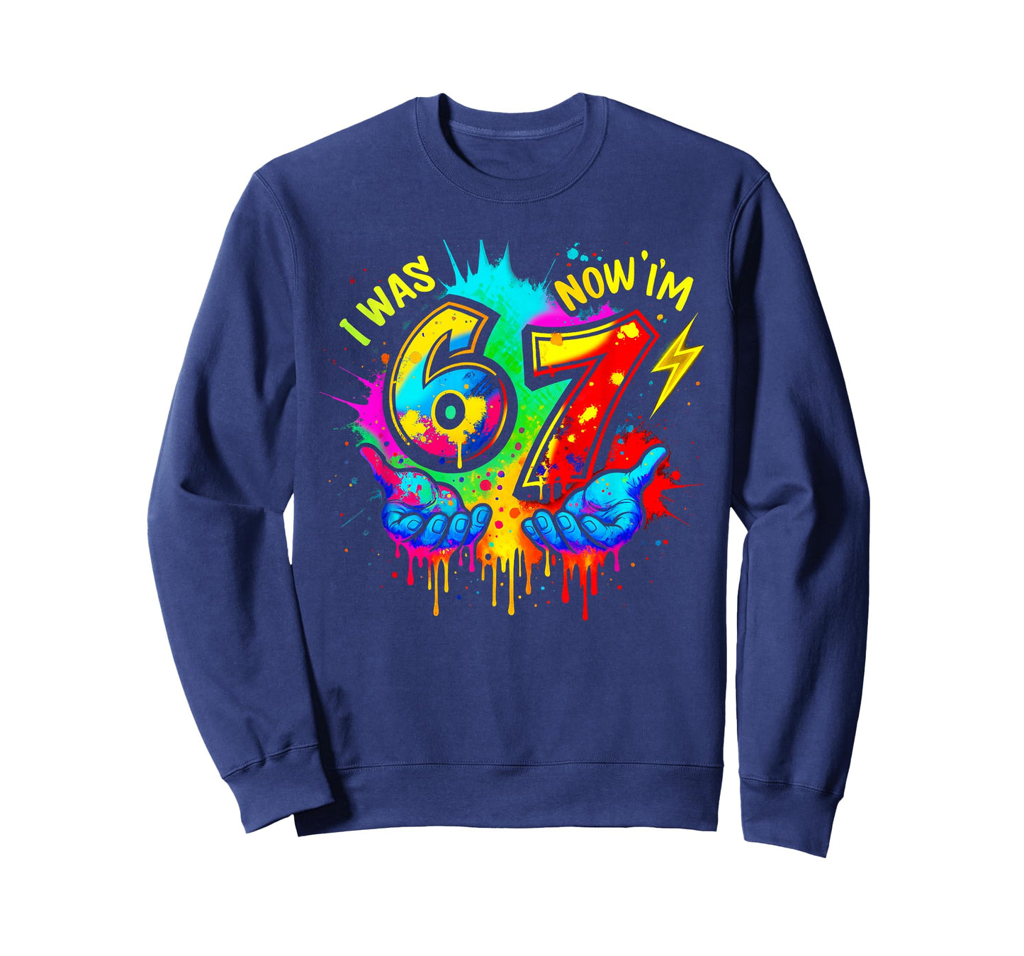 I was 6 Now I'm 7 Six Seven Meme Colorful Paint T-Shirt