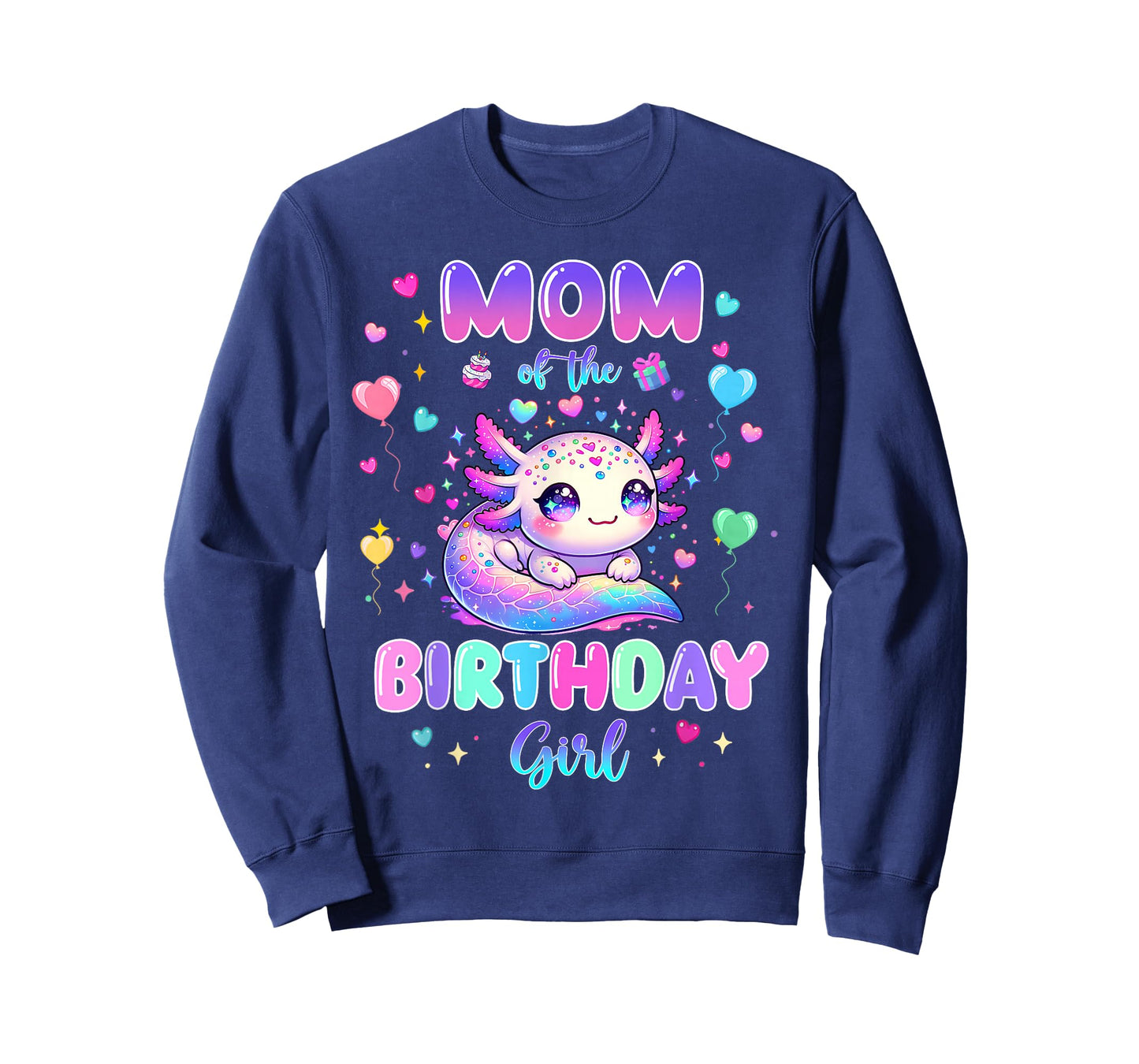 Mom of The Birthday Girl Axolotl Lover Theme Family Matching T-Shirt