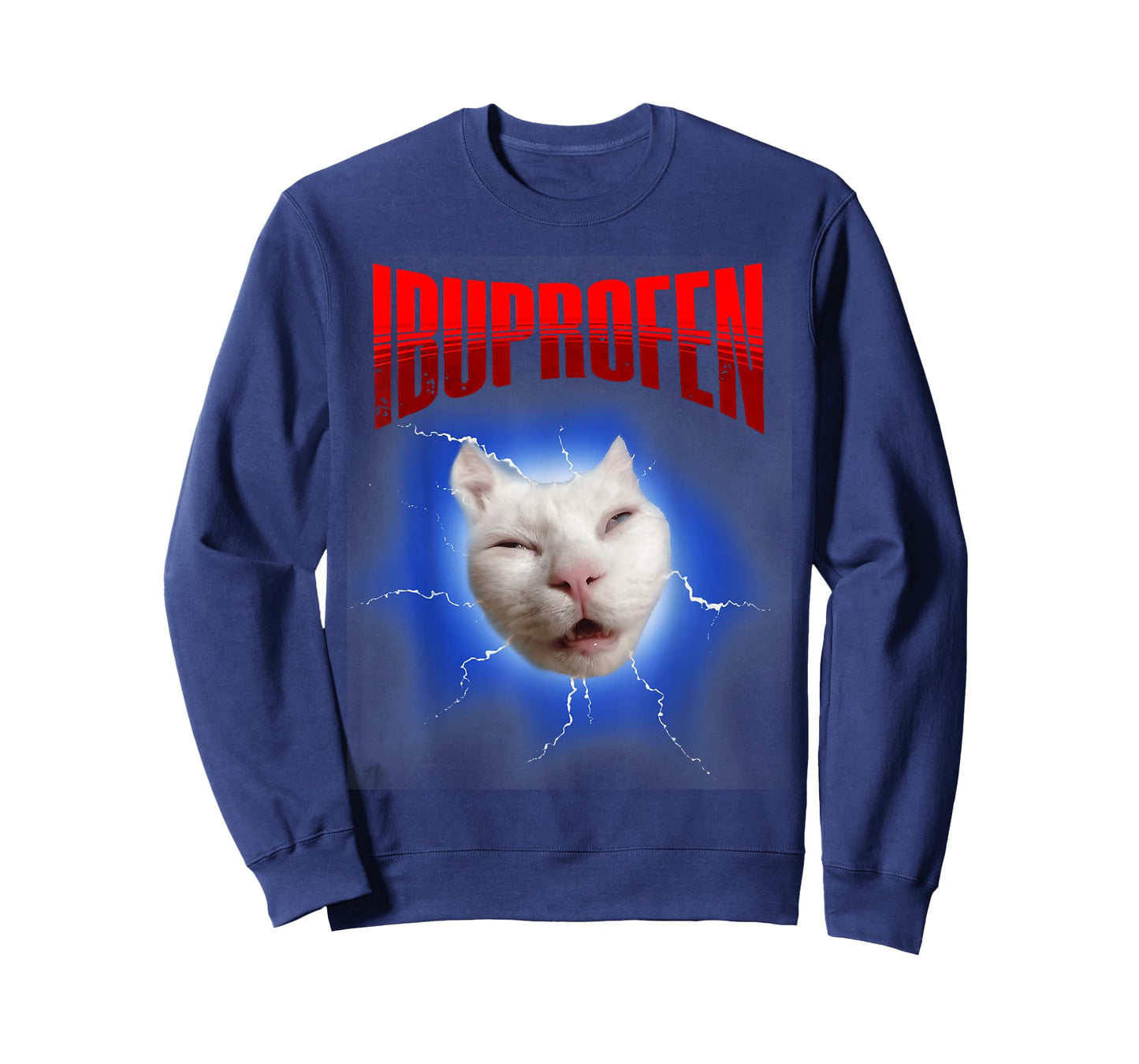 Funny Ibuprofen Cat Meme with Cringe Ugly Feline Face T-Shirt