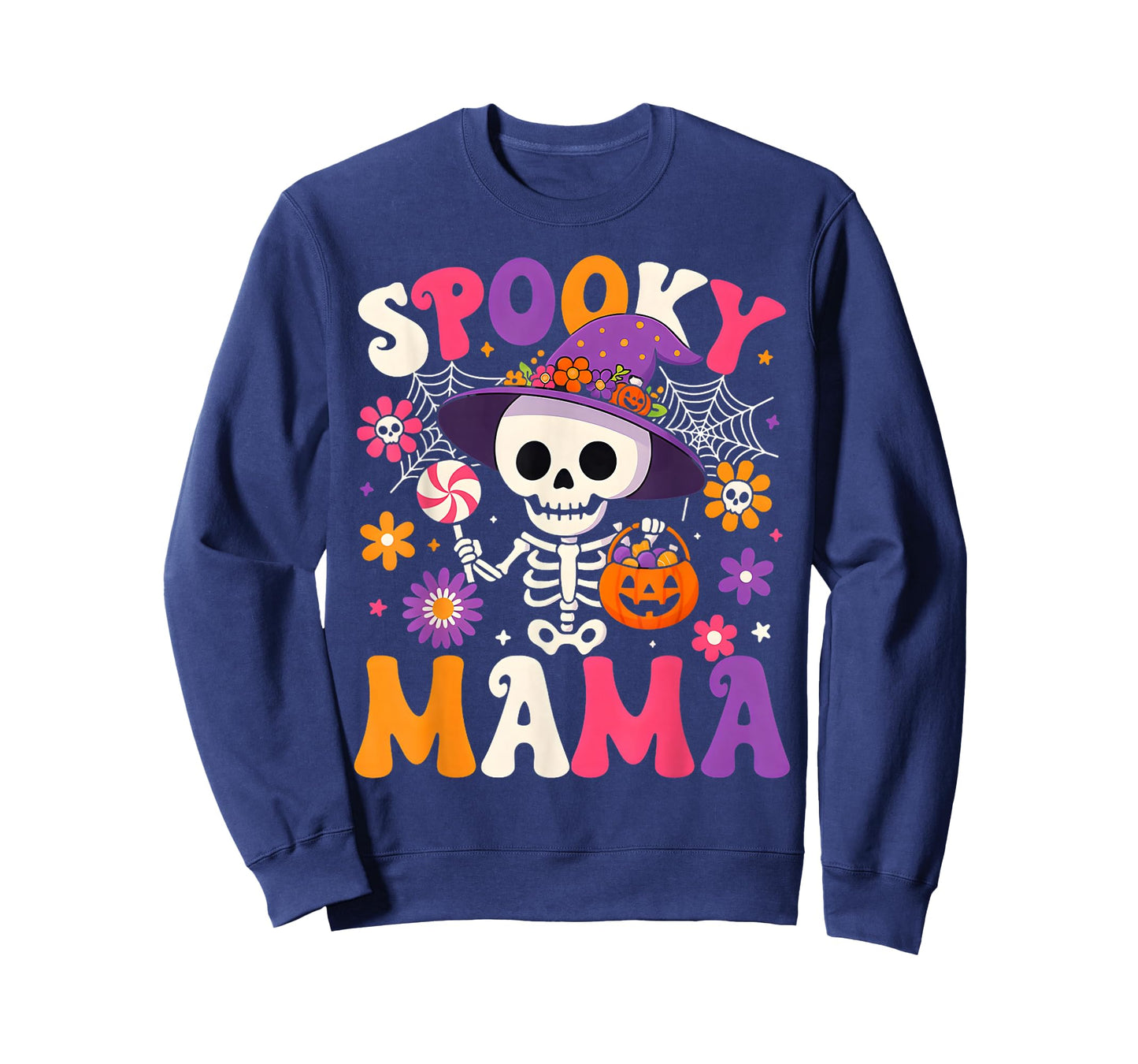 Spooky Mama Skeleton Pumpkin Candy Mommy Halloween Costume T-Shirt