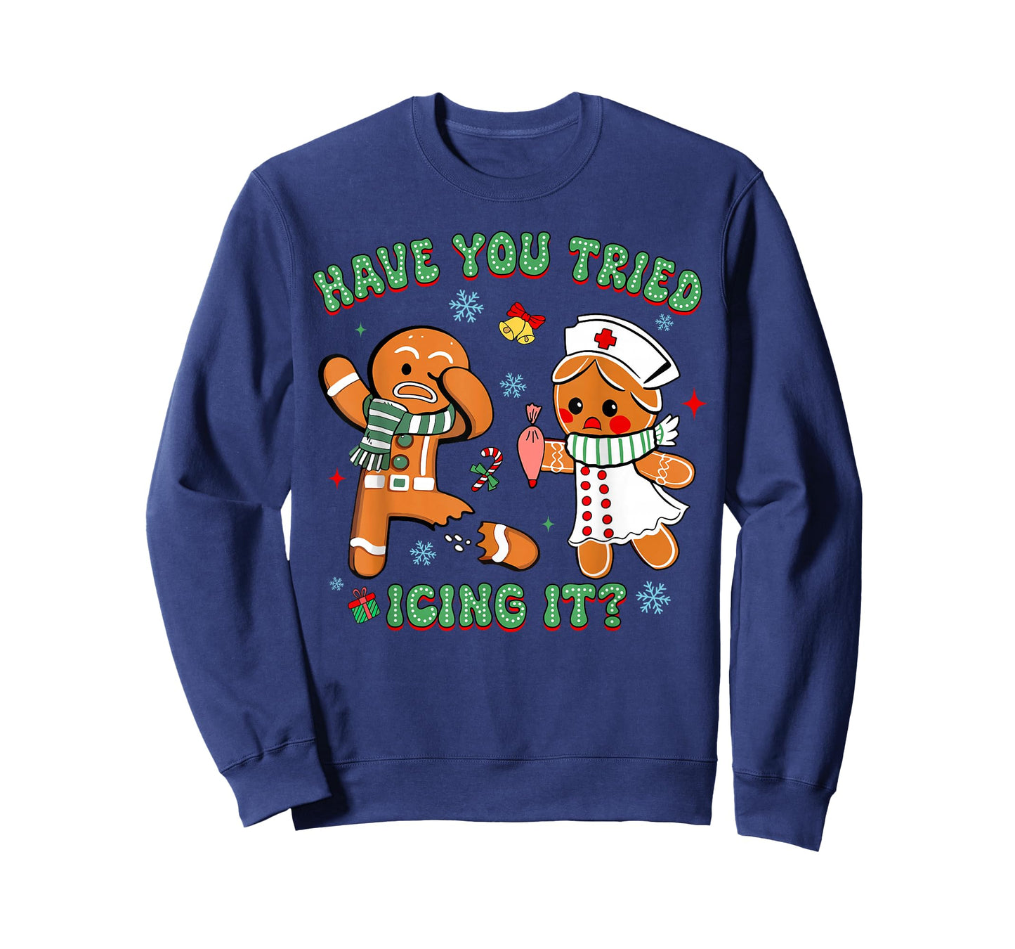 Retro Nurse Christmas Gingerbread Have You Tried Icing It T-Shirt