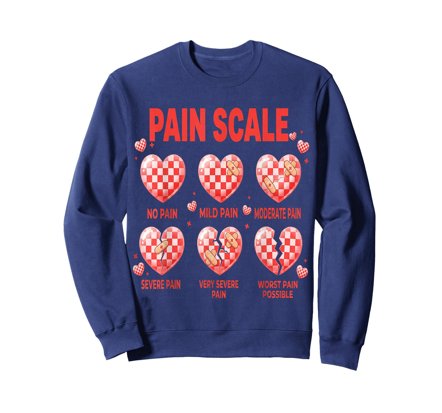 Funny Pain Scale Nurse Valentines Nurses Heart RN ER Nursing T-Shirt