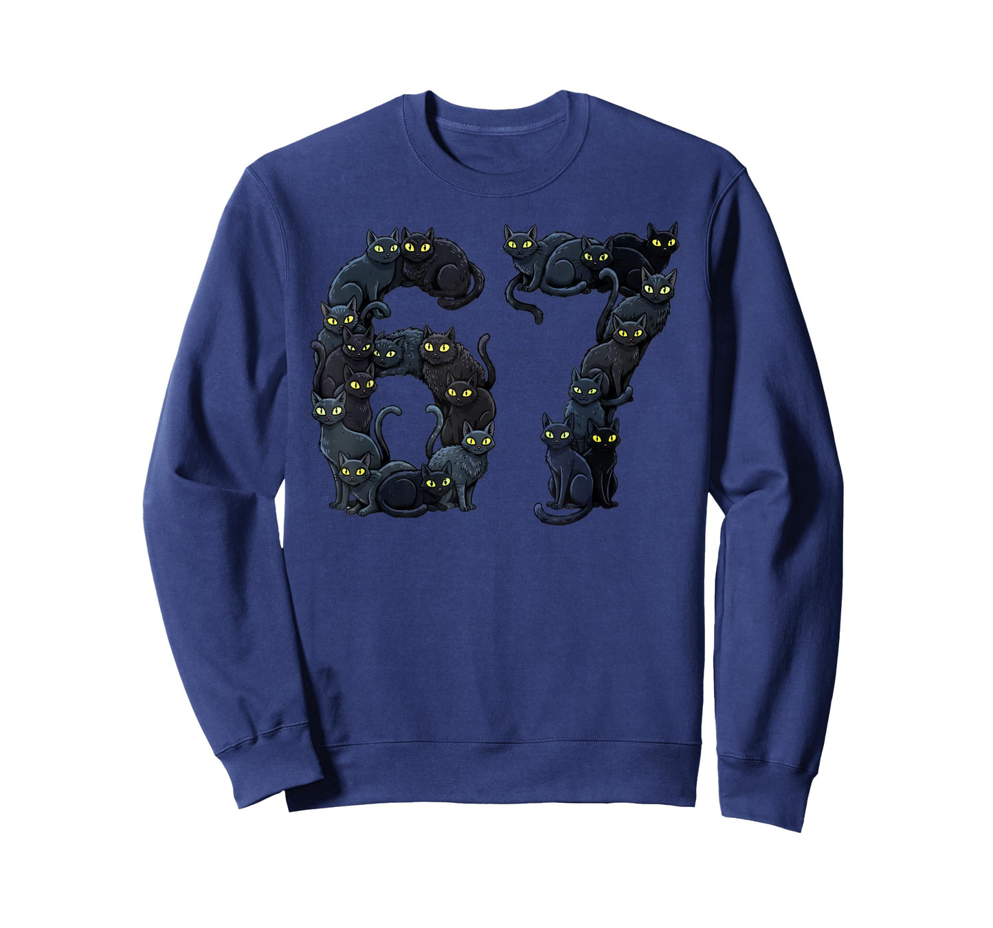 Funny Black Cats 6 7 Meme Six Seven Love Night Cats T-Shirt