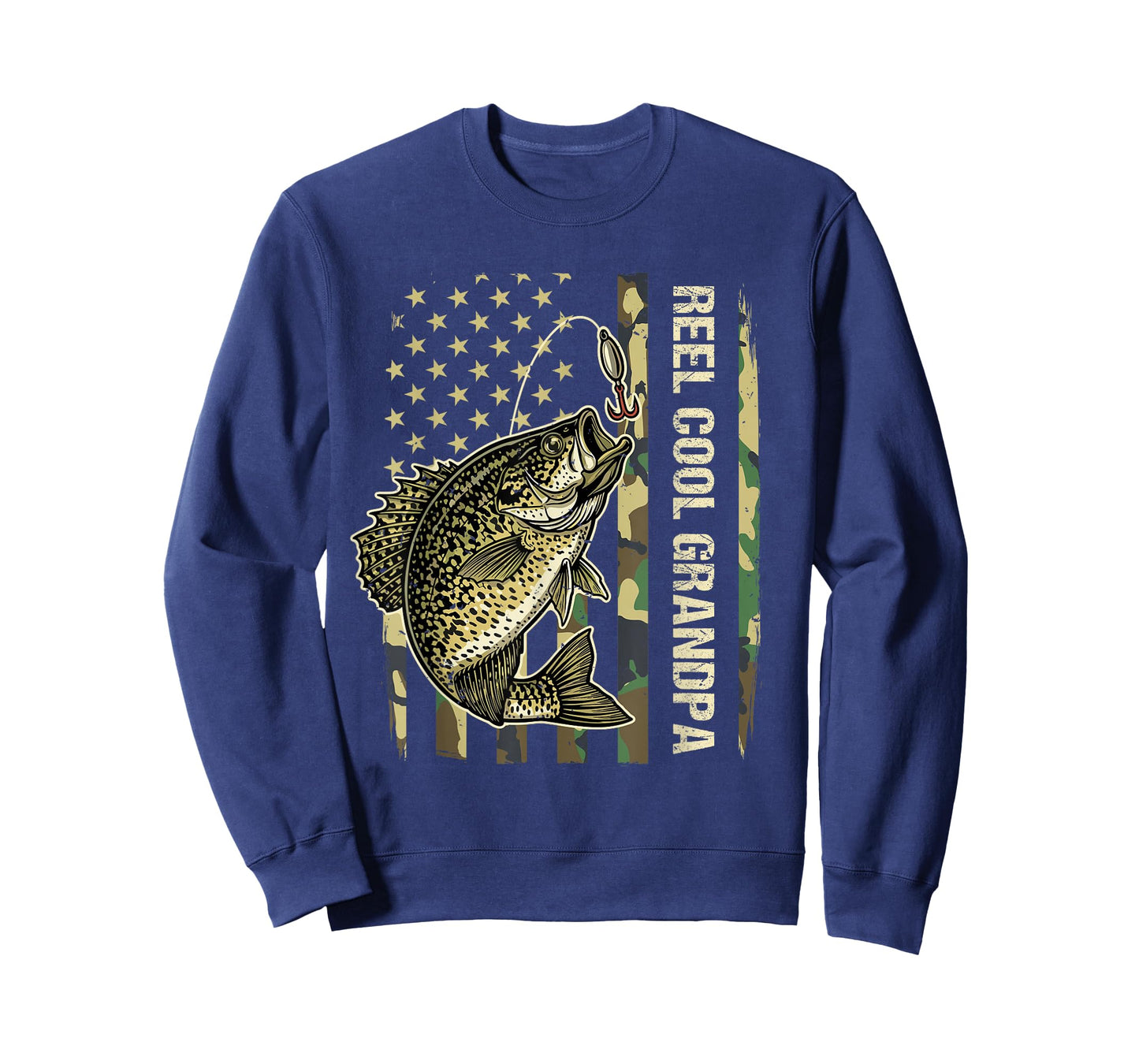 Reel Cool Grandpa Crappie Fishing Camo American Flag T-Shirt