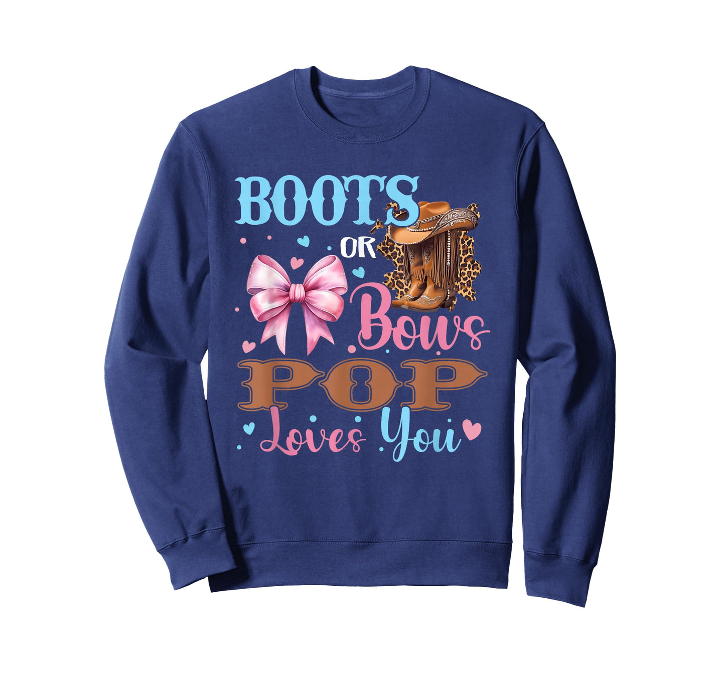 Boots or Bows Pop Loves You Gender Reveal Family T-Shirt