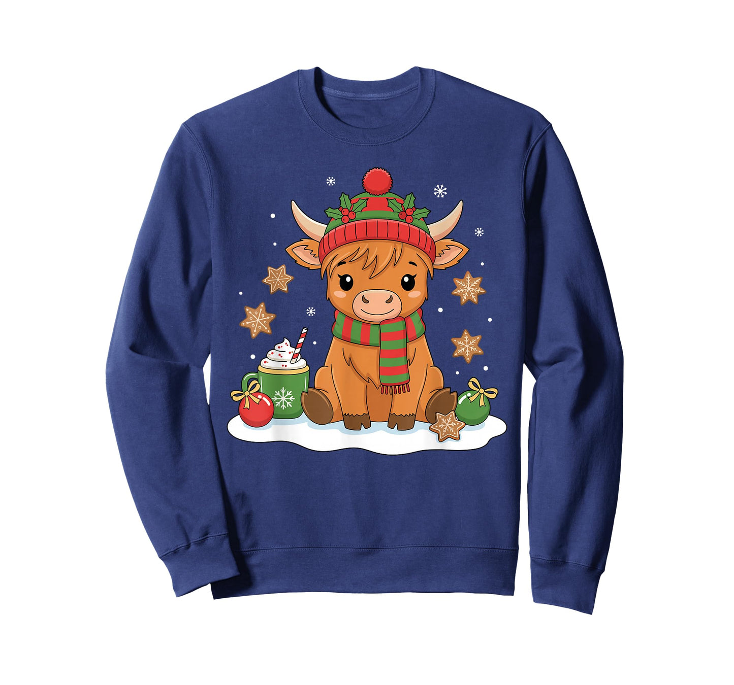 Cute Christmas Highland Cow Lover Xmas Women Farm Animal T-Shirt