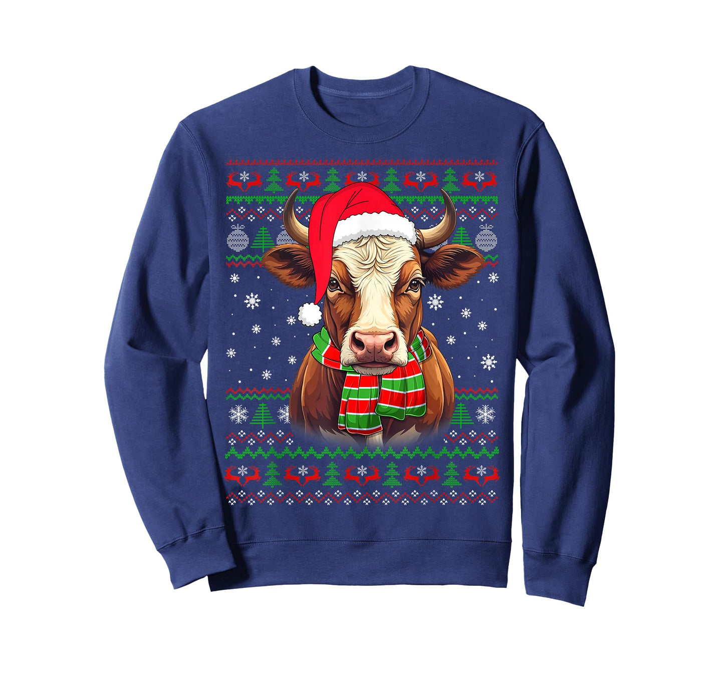 Cow Christmas Ugly Sweater Funny Farm Animal Cattle Cow Xmas T-Shirt