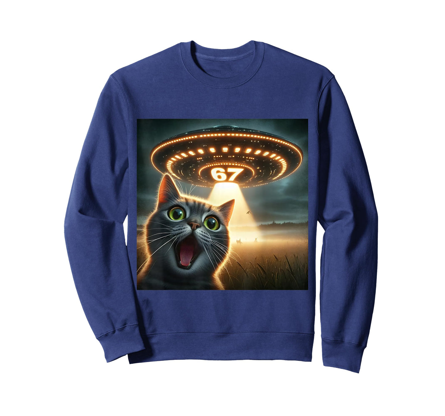 67 Funny Cat Selfie UFO Alien Meme T-Shirt