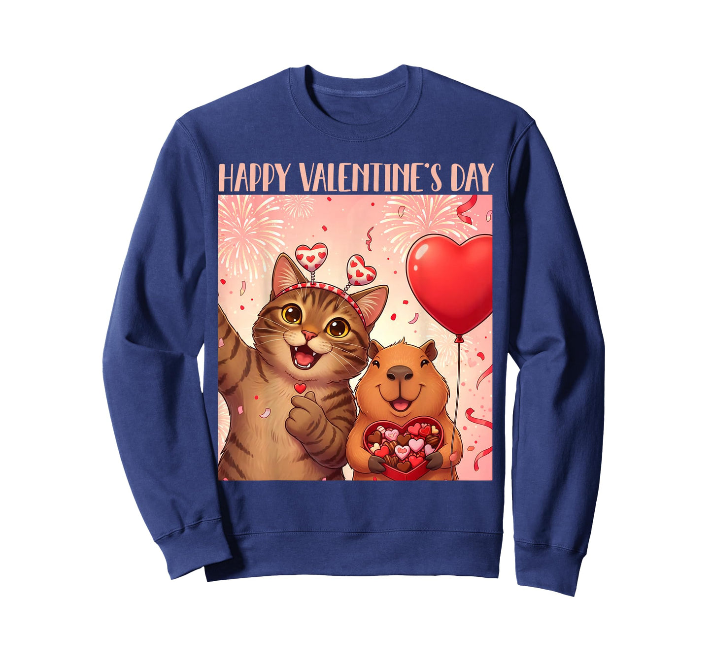 Happy Valentines 2026 Cute Cat Capybara Party Art T-Shirt