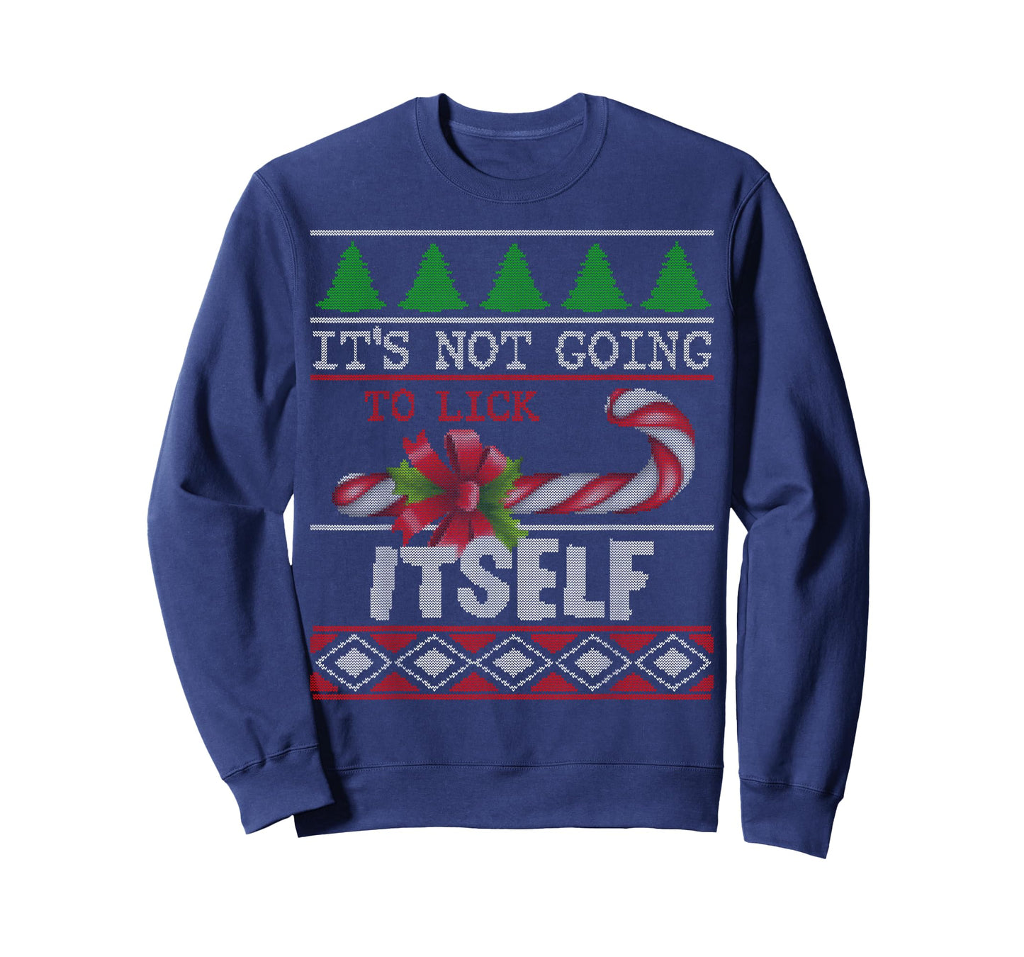 Funny Candy Cane Naughty Ugly Sweater Humor Christmas T-Shirt