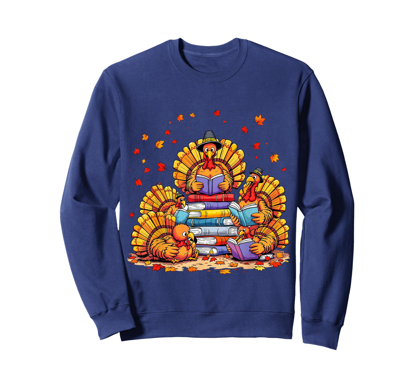 Turkey Reading Books Fall Thanksgiving Teacher Book Lovers T-Shirt