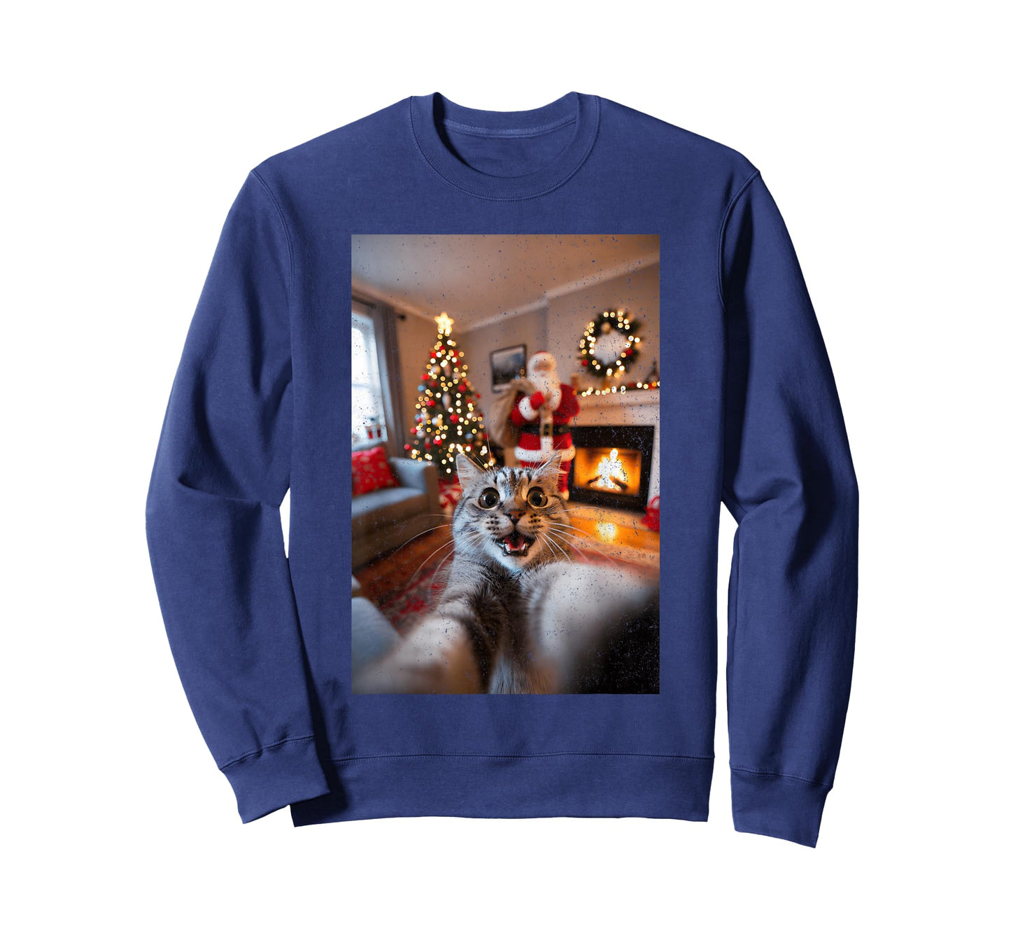 Funny Cat Santa Selfie Xmas T-Shirt