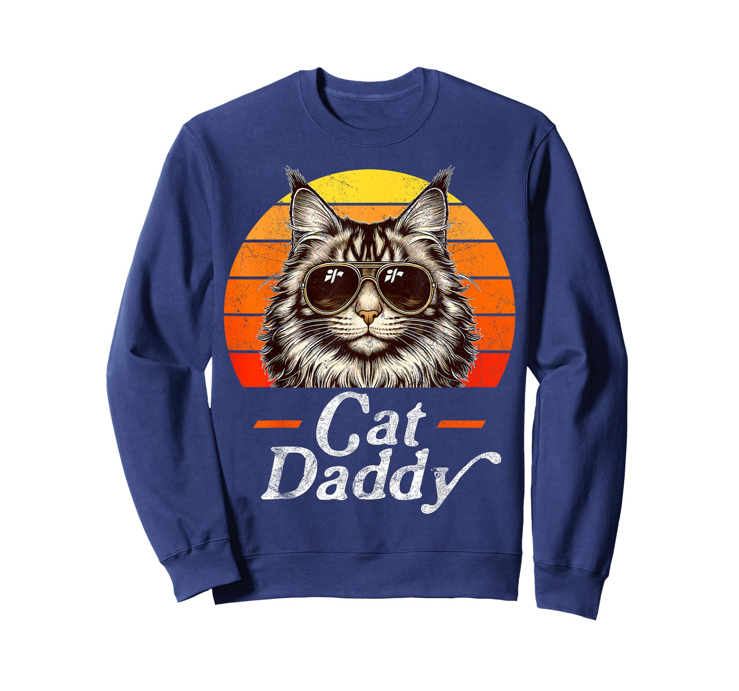 Cat Daddy Cool Maine Coon Cat Father's Day Retro Cat Dad T-Shirt