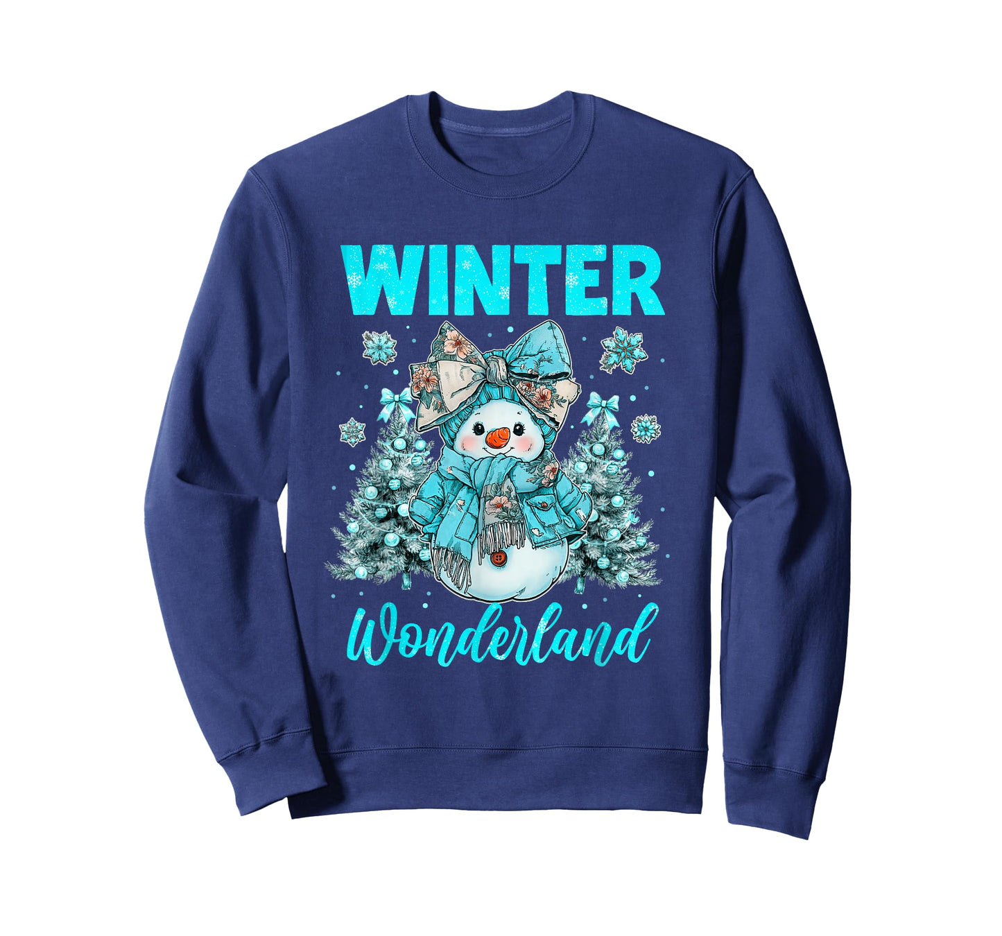 Winter Wonderland Cute Coquette Bow Snowman Xmas Girly T-Shirt