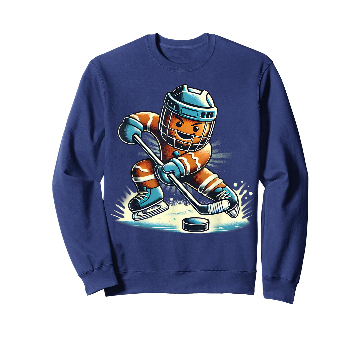 Funny Santa Playing Ice Hockey Fan Players Sport Gingerbread T-Shirt
