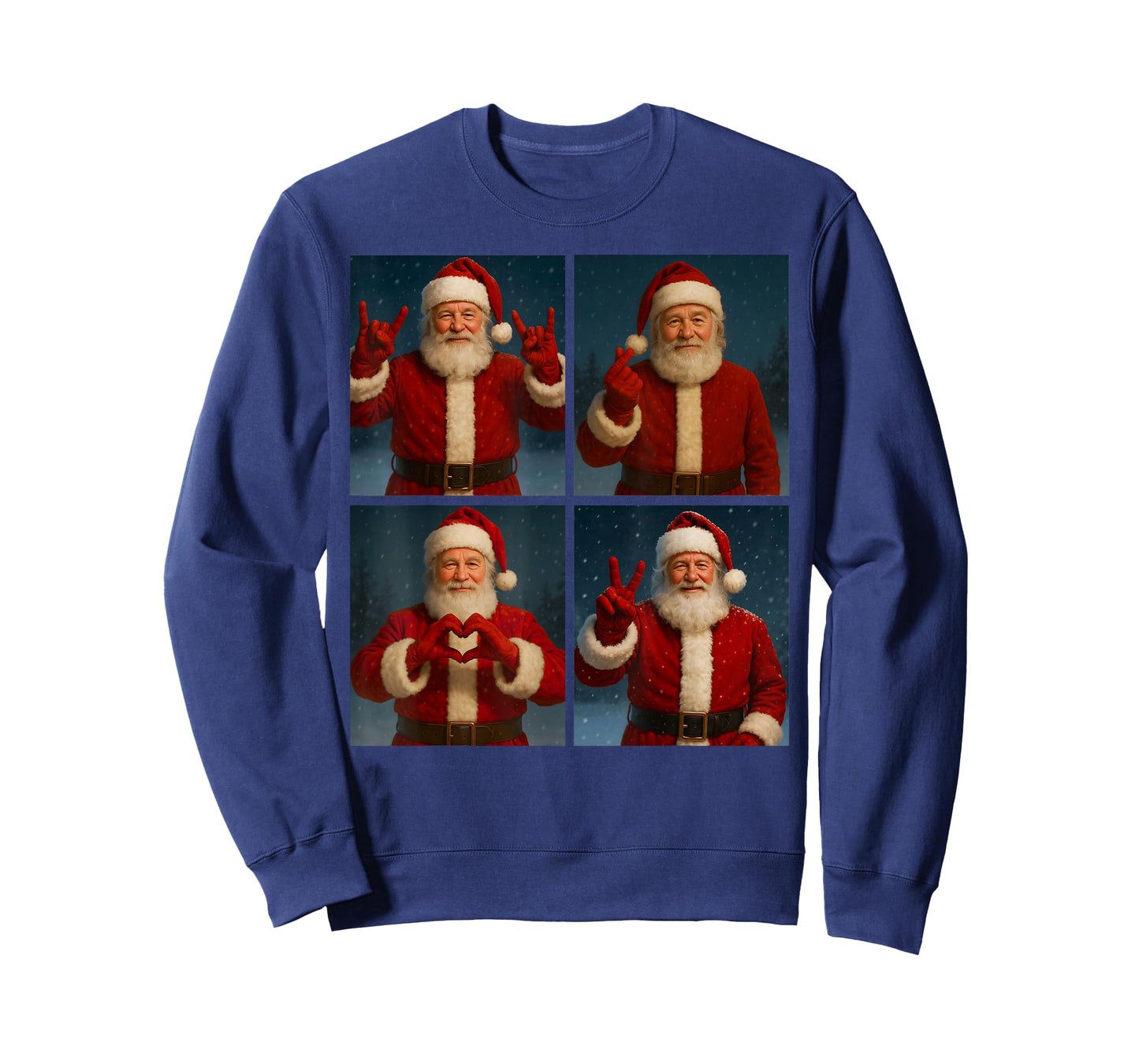 Funny Santa Claus Heart and Peace Sign Retro Christmas Xmas T-Shirt