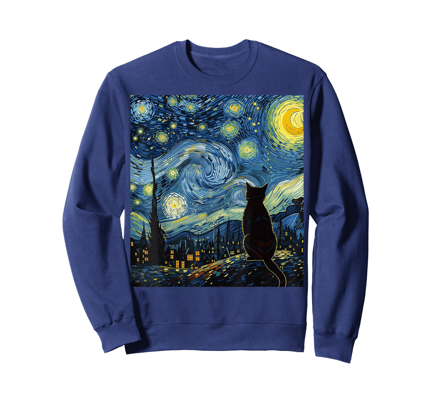 Cat Starry Night Van Gogh Cat for Cat Lover Cat Mom Cat Dad T-Shirt