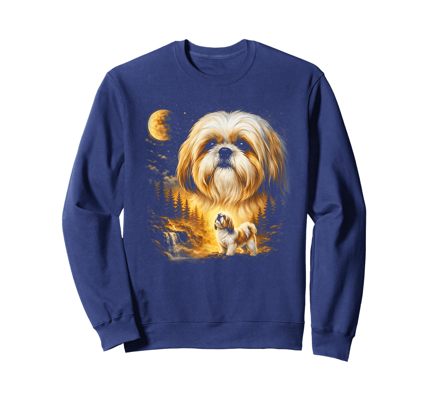 Shih Tzu Howling to The Moon Vintage 90s Funny Dog Graphic T-Shirt