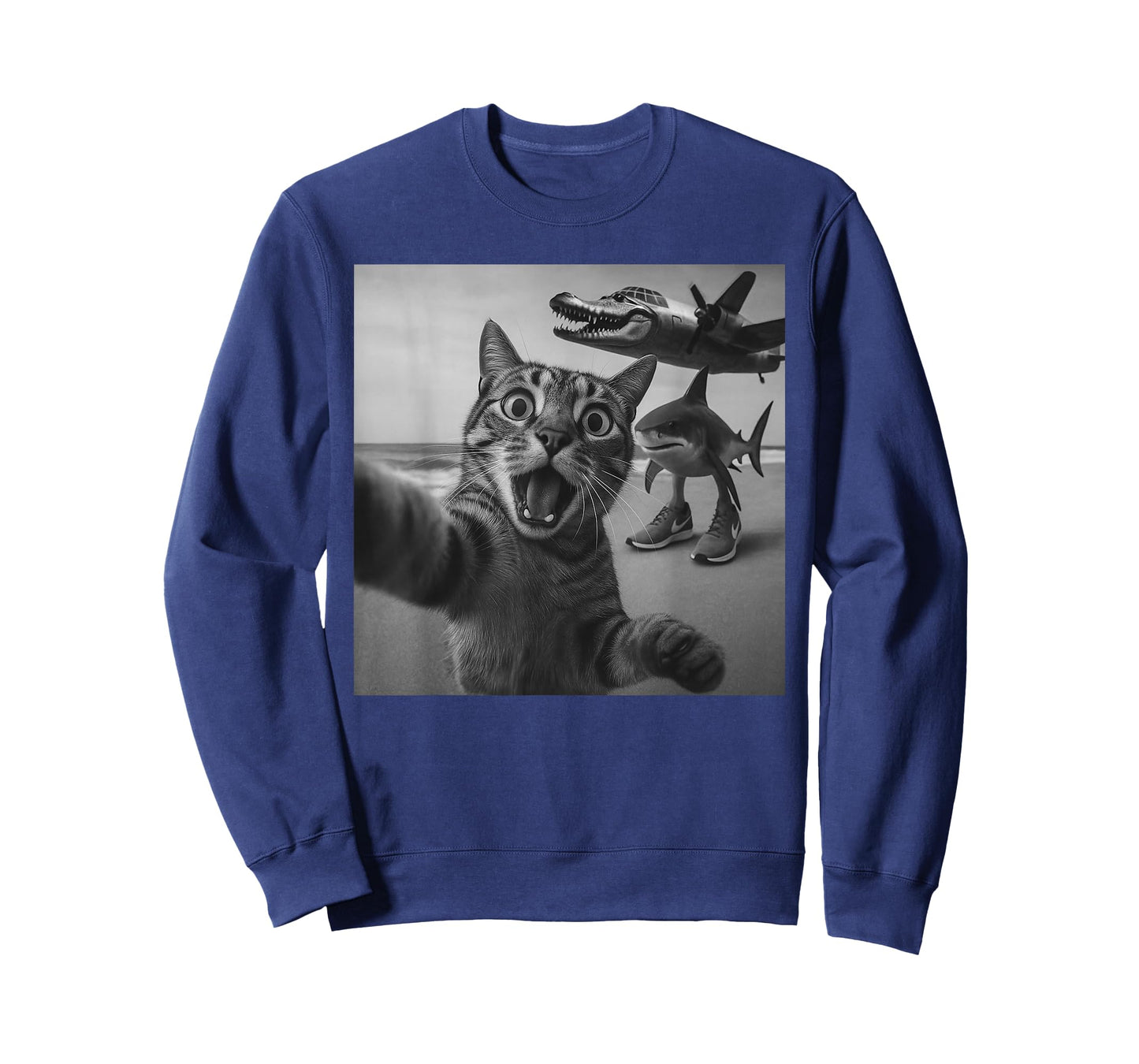 Cat Selfie Shark Crocodile Italian Brainrot Meme Men Women T-Shirt