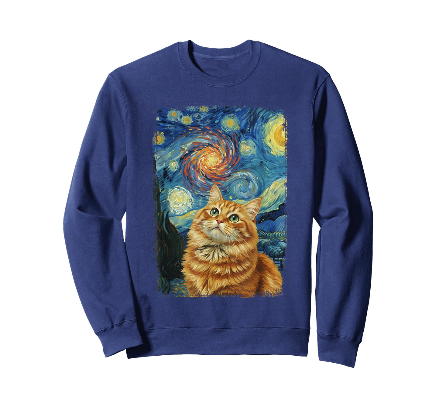 Van Gogh Starry Night Cute Cat Lovers Design T-Shirt