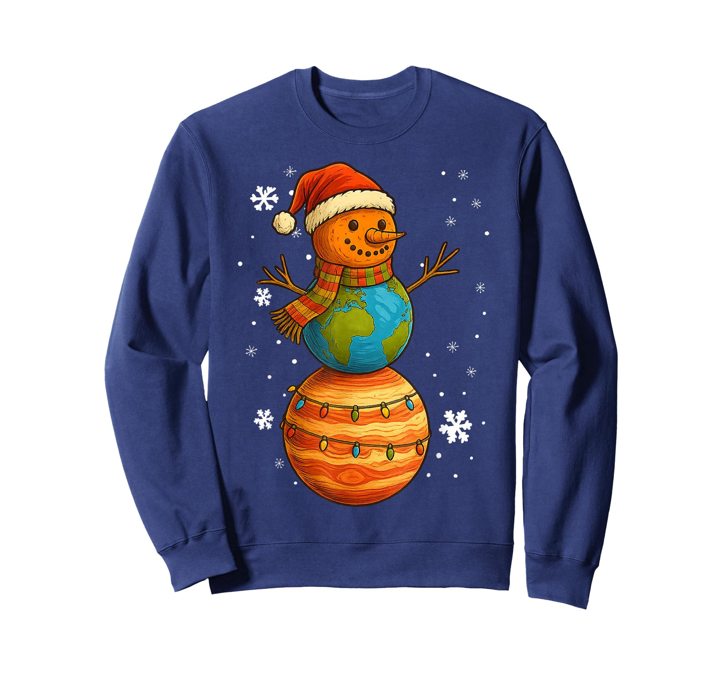 Planet Snowman Earth Saturn Christmas Holiday Art Xmas Gifts T-Shirt