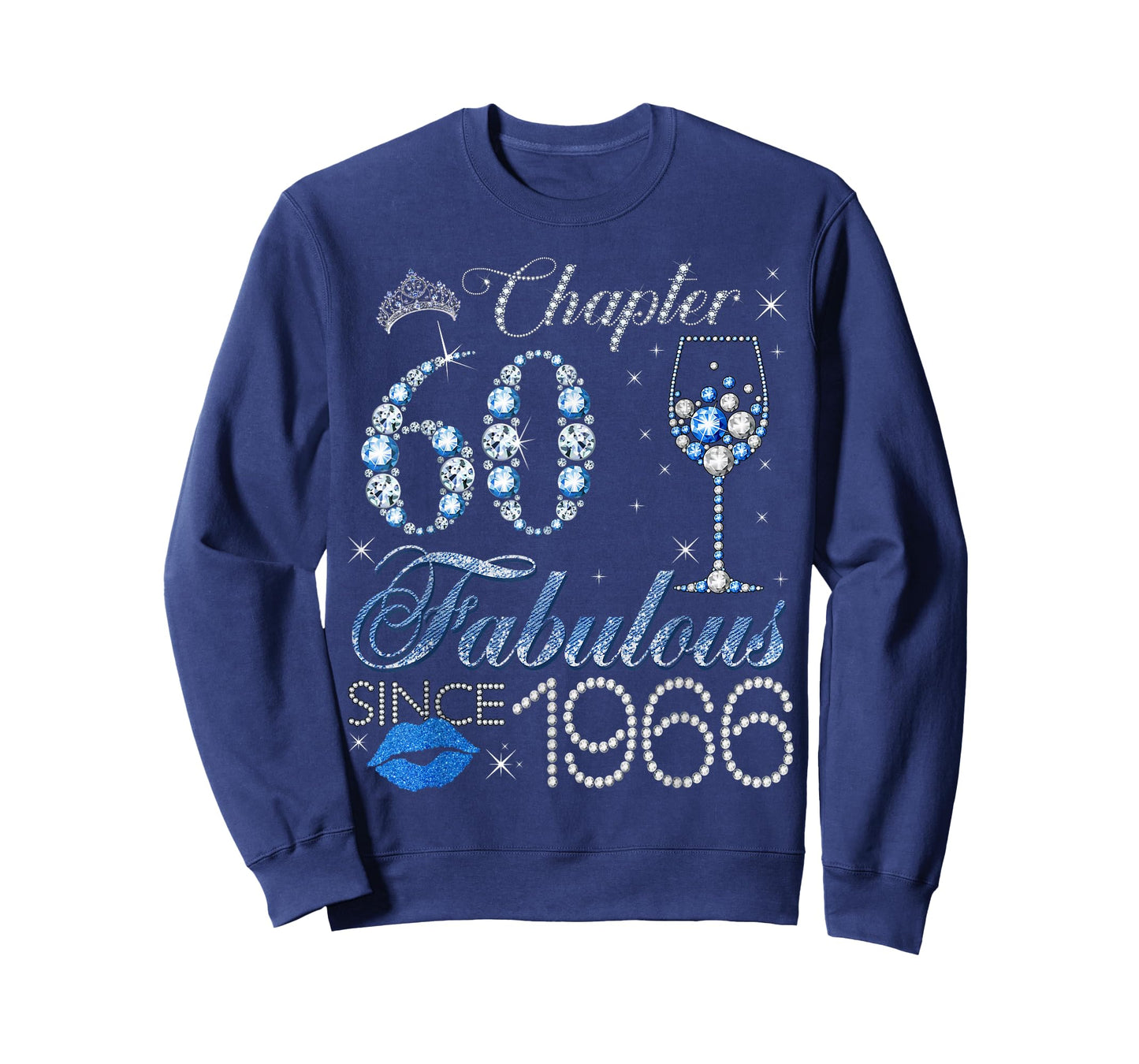 Chapter 60 60th Birthday Crown Wine Glass Denim and Diamonds T-Shirt