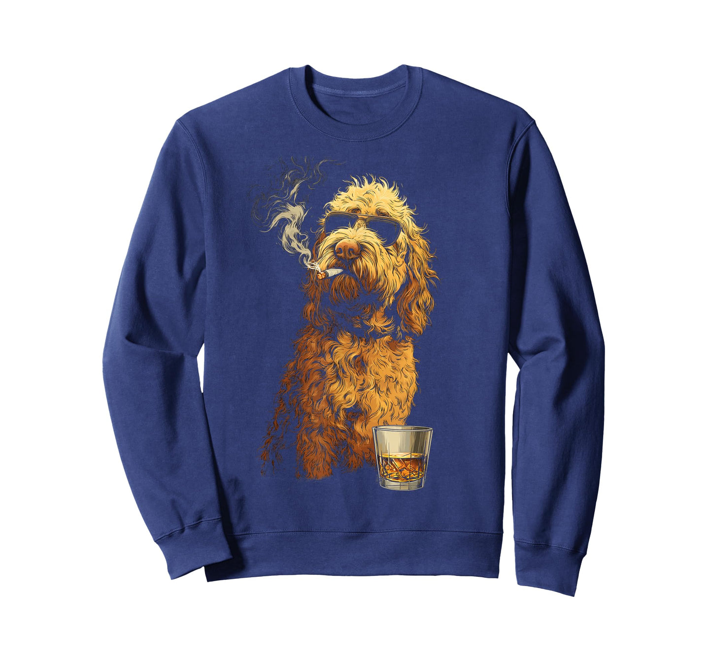 Goldendoodle Smoking Cigarette Whisky Lover Funny Doodle Dog T-Shirt