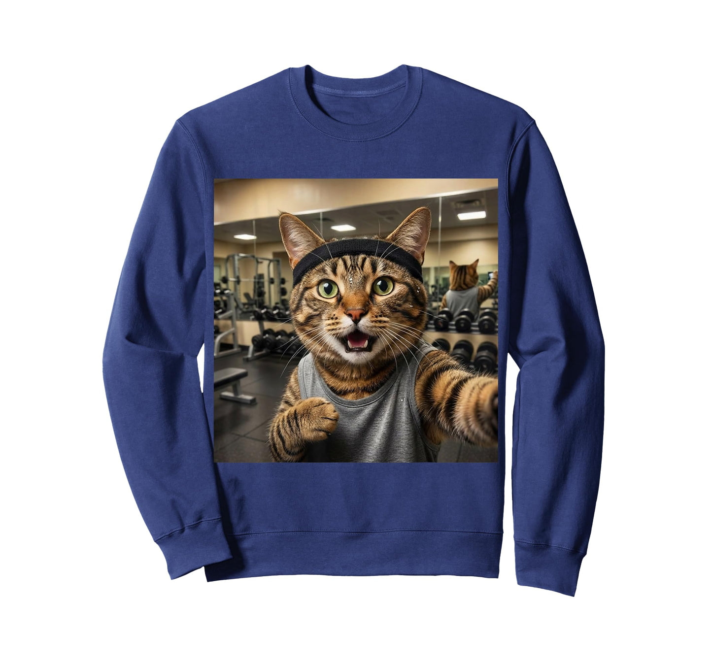 Cat Selfie Funny Gym Fitness Humor Workout Lover Style T-Shirt