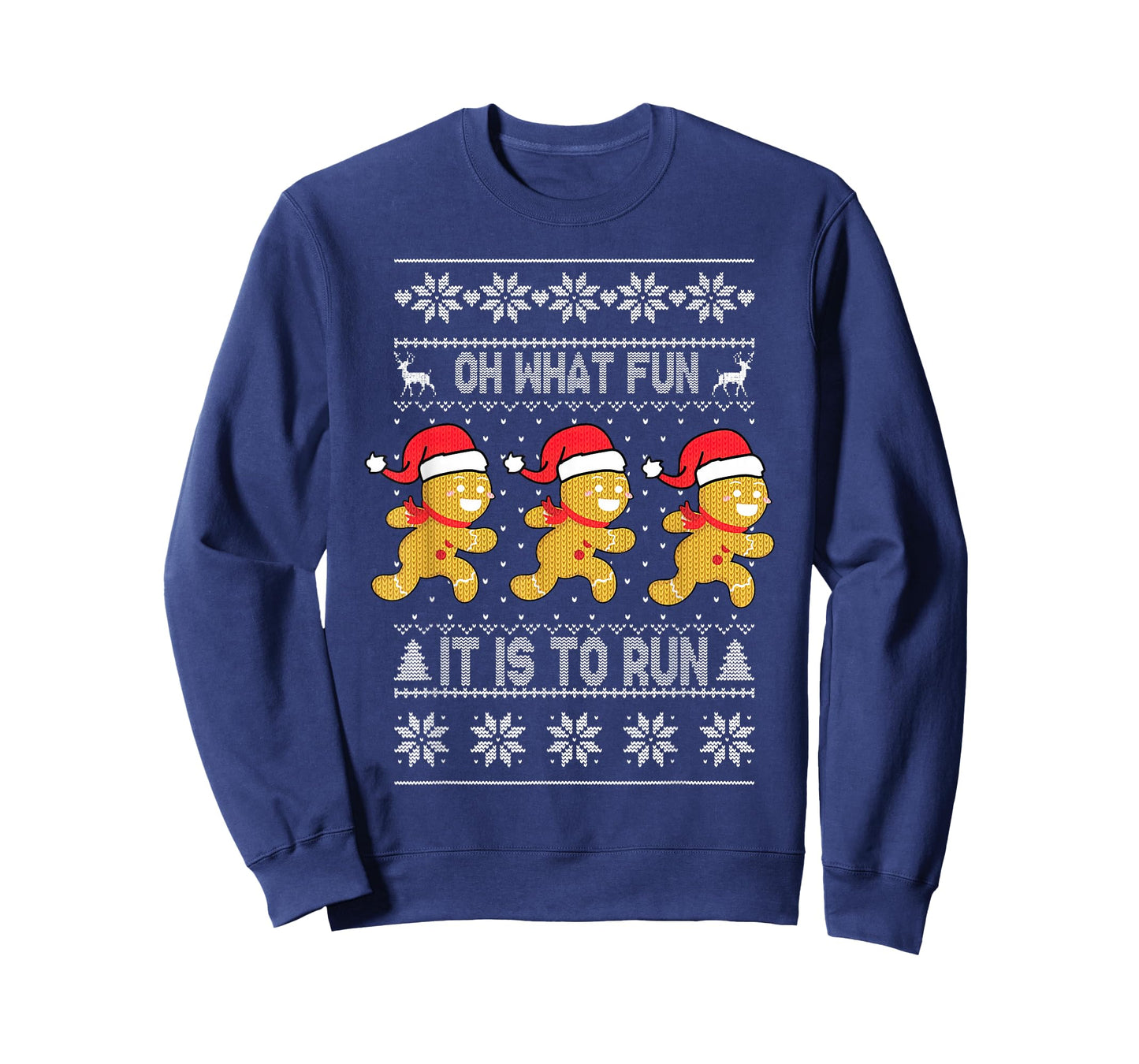 Oh What Fun It is to Run Gingerbread Running Ugly Christmas T-Shirt