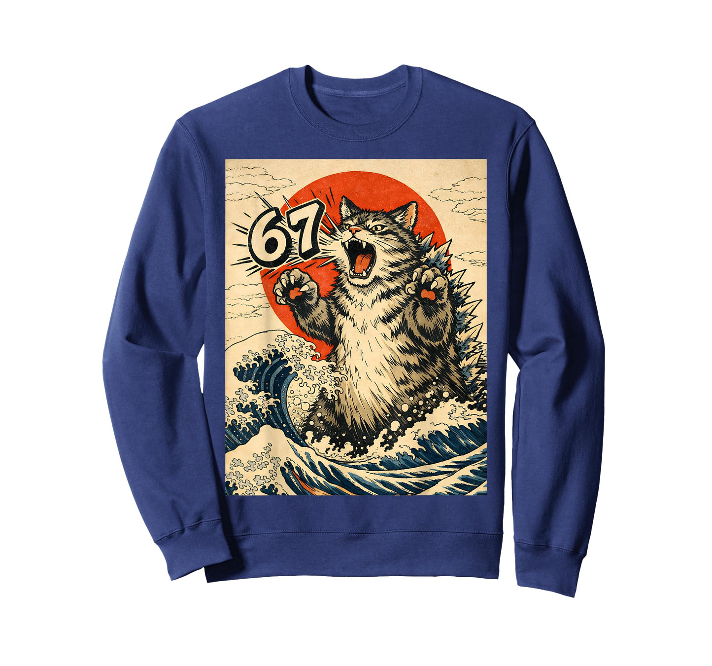 Catzilla Cat Japanese Art Funny Cat 6 7 Meme T-Shirt