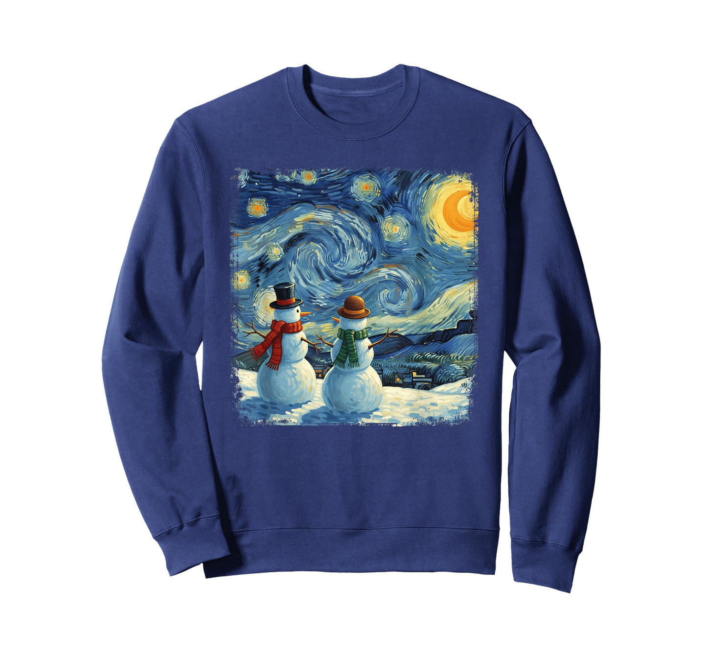 Winter Snowman Van Gogh Starry Night Christmas T-Shirt