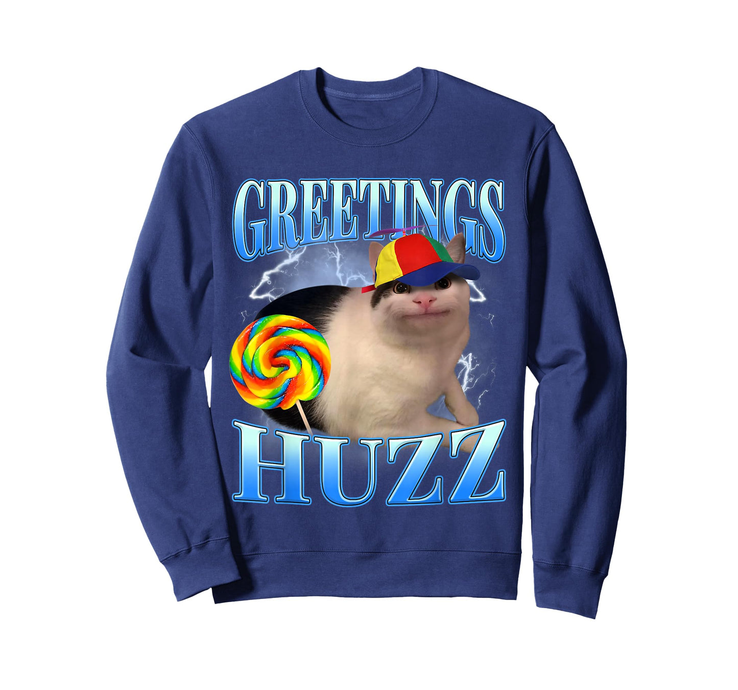 Lollipop Cat Meme Greetings Huzz Funny Gen Z Alpha Humor T-Shirt