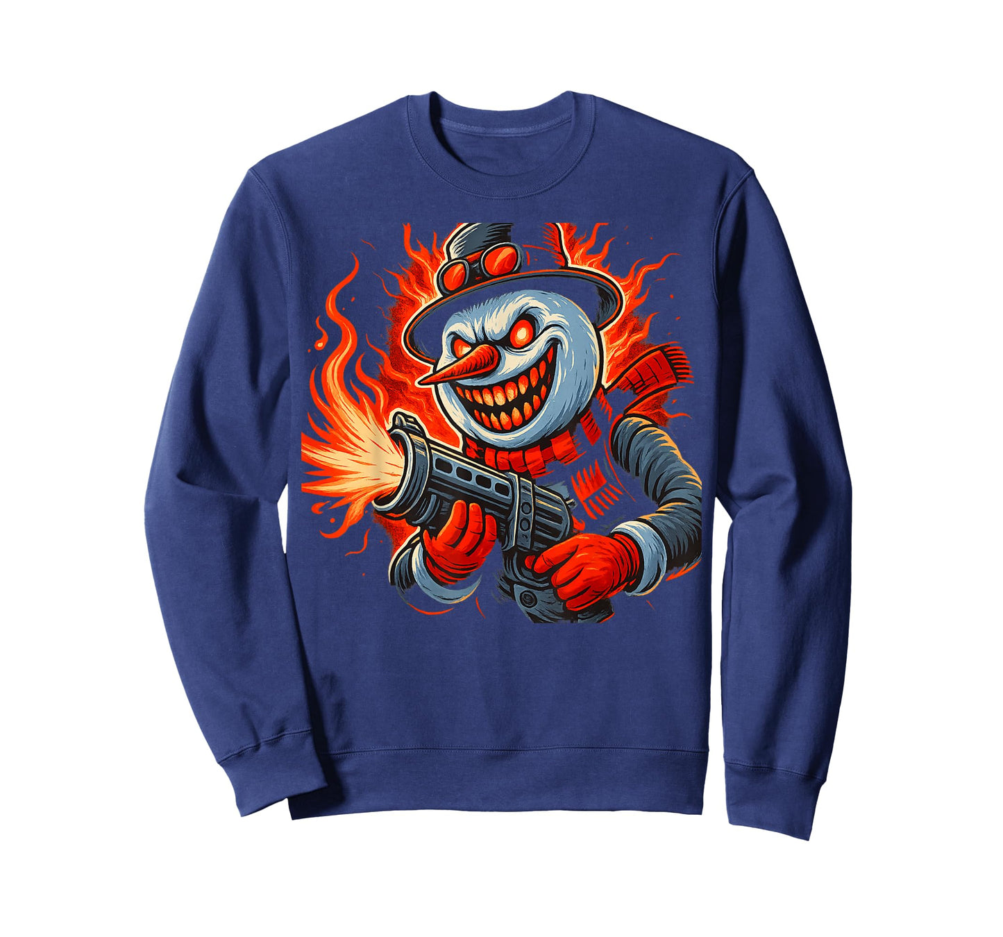 Evil Snowman with Flamethrower – Funny Horror Christmas T-Shirt