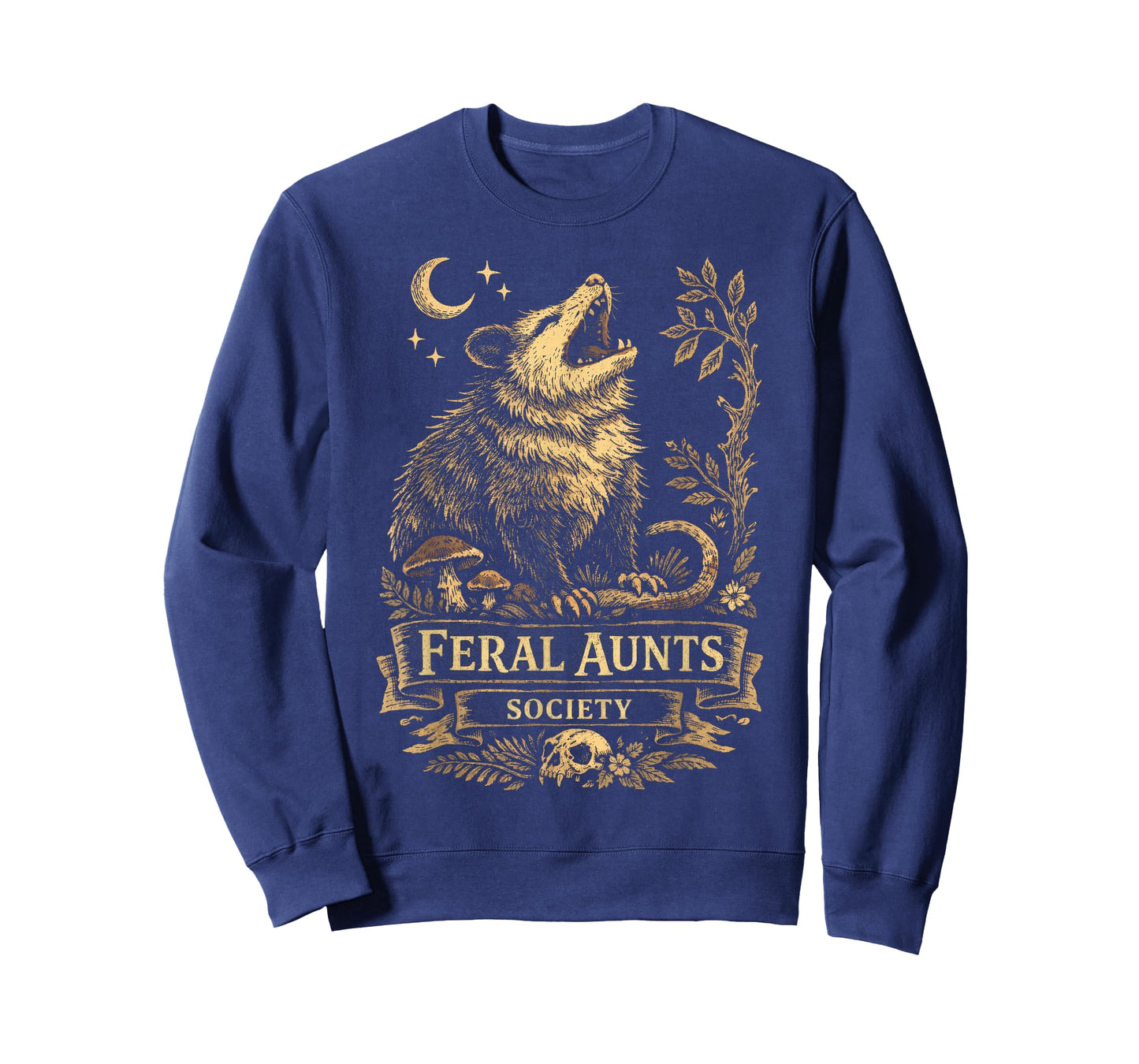 Feral Aunts Society Funny Opossum Folklore Vintage Graphic T-Shirt