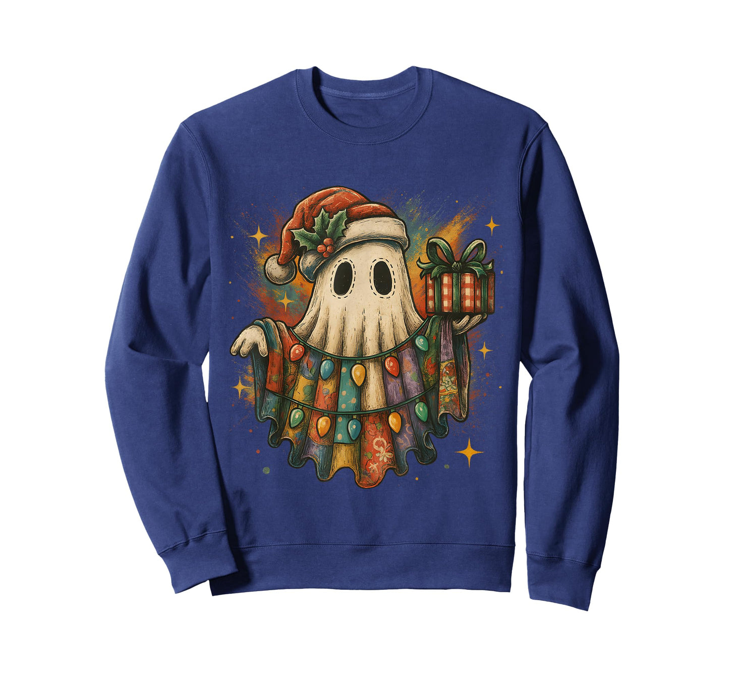 Vintage Christmas Ghost with Lights and Gift T-Shirt
