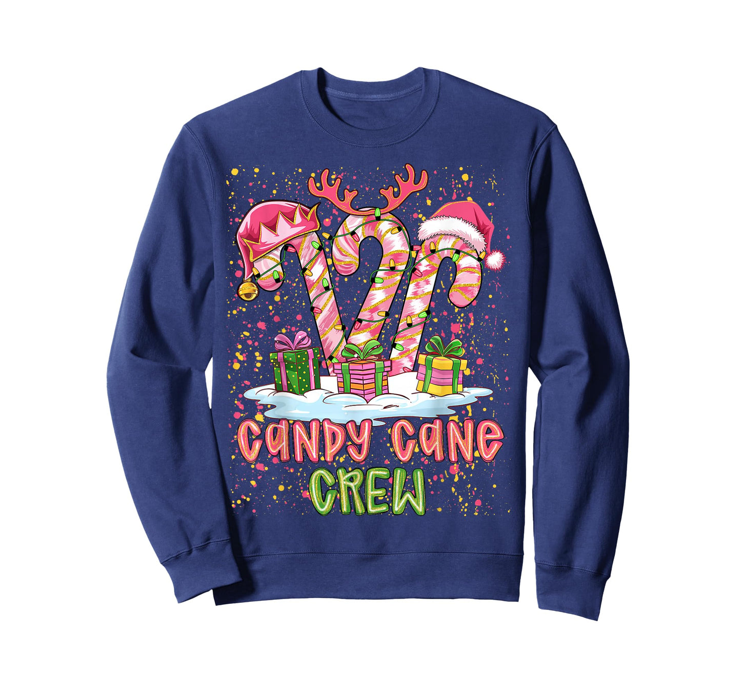 Candy Cane Crew Pink Coquette Preppy Color Xmas PJ Santa Hat T-Shirt