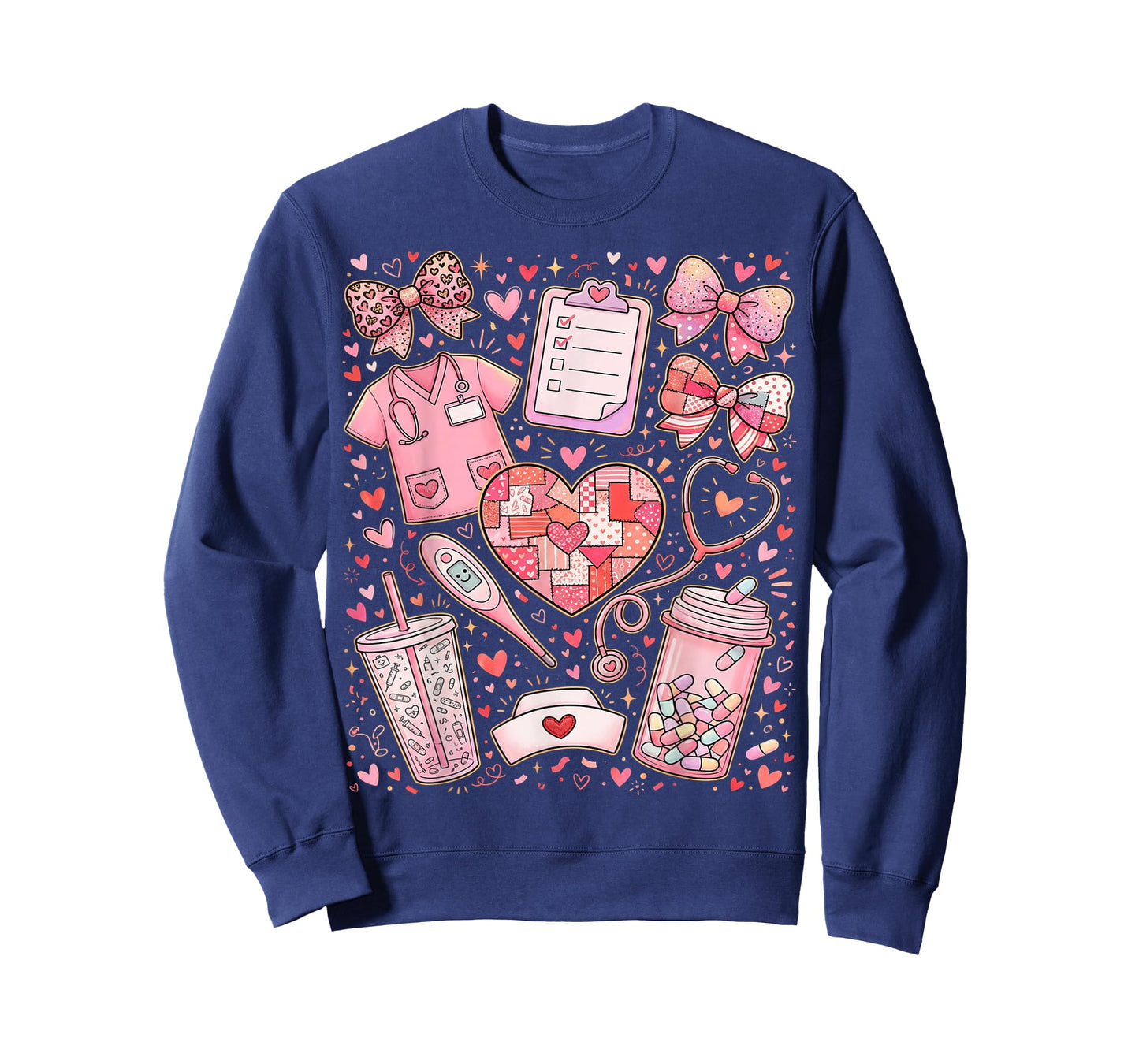 Pink Healthcare ER RN CNA ICU Valentine Nurse Heart Nurses T-Shirt