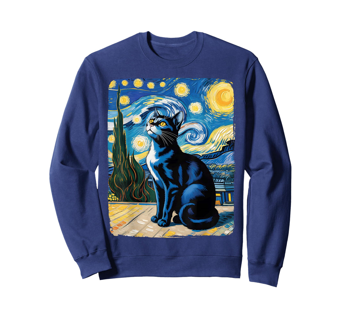 Cat Lover Starry Night Van Gogh Meme for Cat Cat Mom Cat Dad T-Shirt