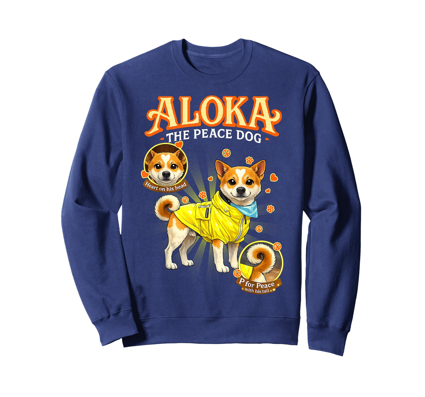 Aloka The Peace Dog - Heart Mark and Peace Tail T-Shirt