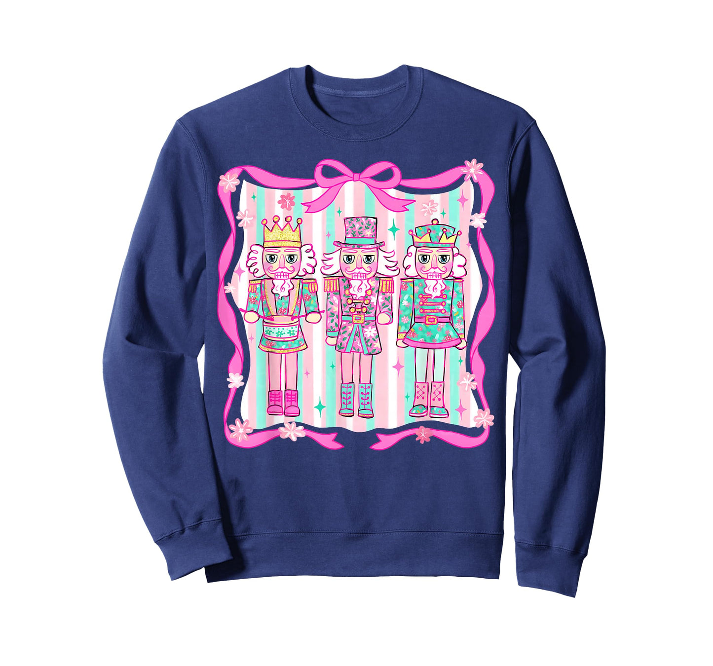 Preppy Christmas Pink Nutcrackers Coquette Bow Women Kids T-Shirt