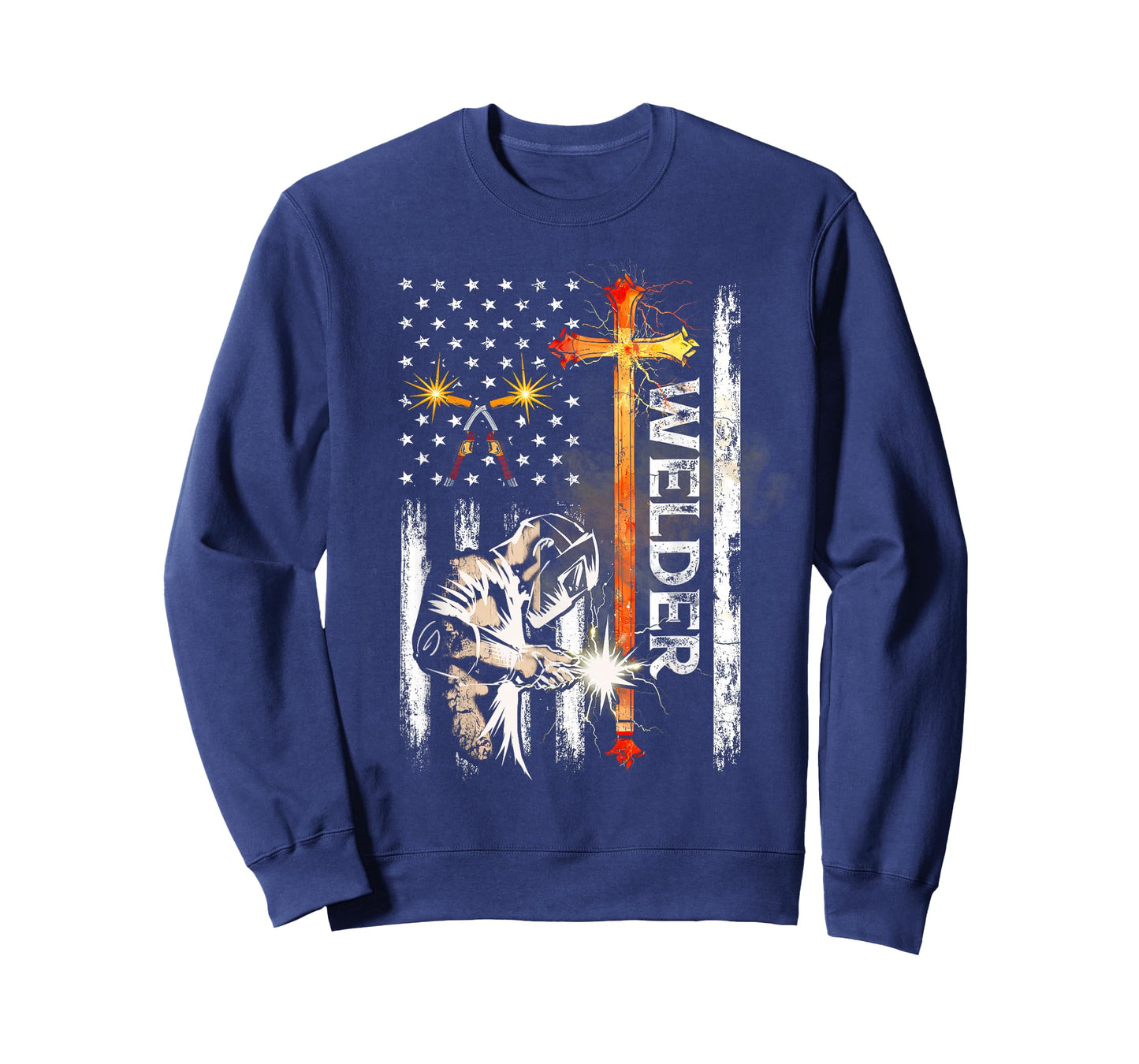Welder American Flag Welding Faith Cross Christian T-Shirt