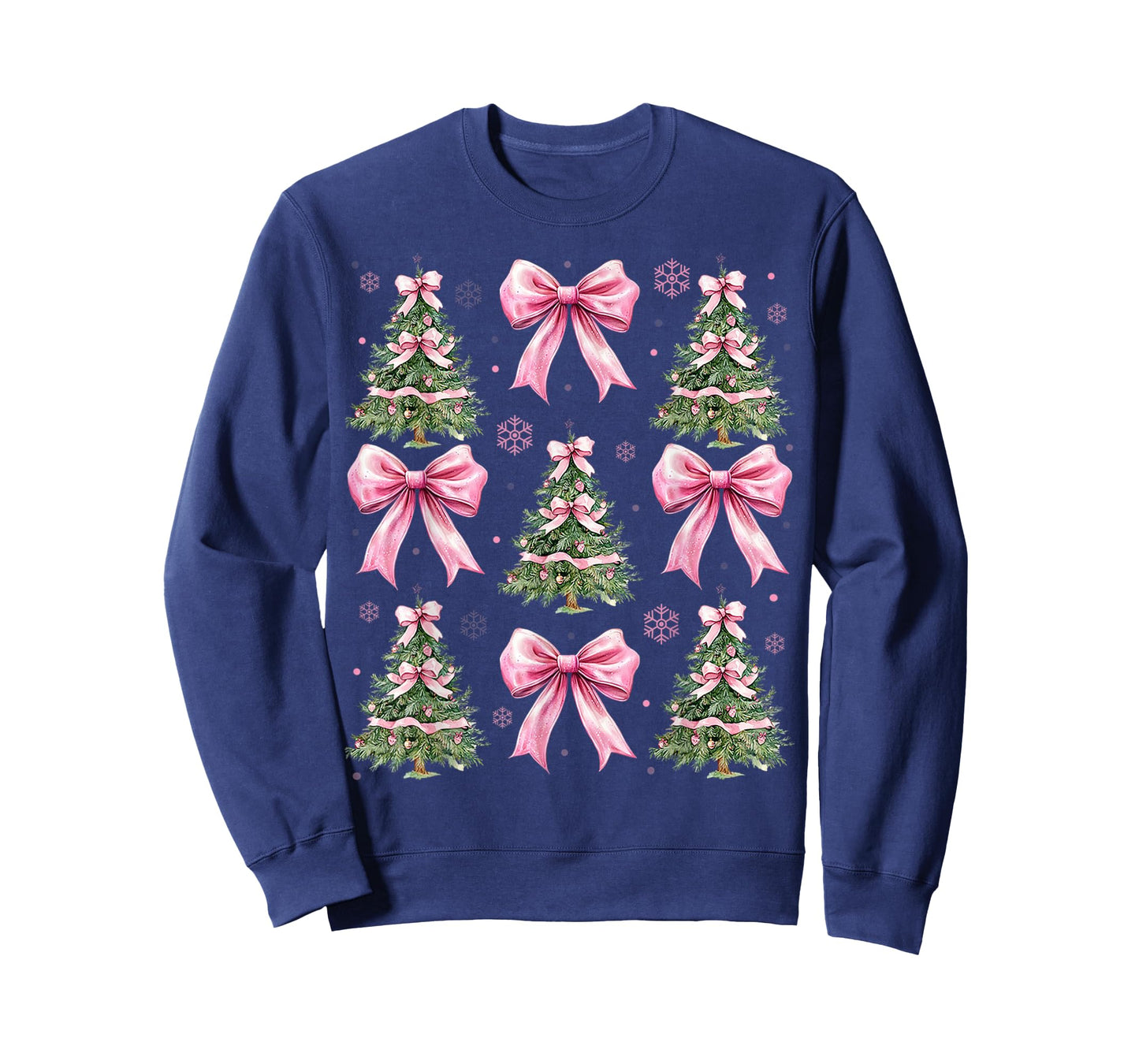 Coquette Bow Pink Christmas Tree Xmas Pajamas Women Girls T-Shirt