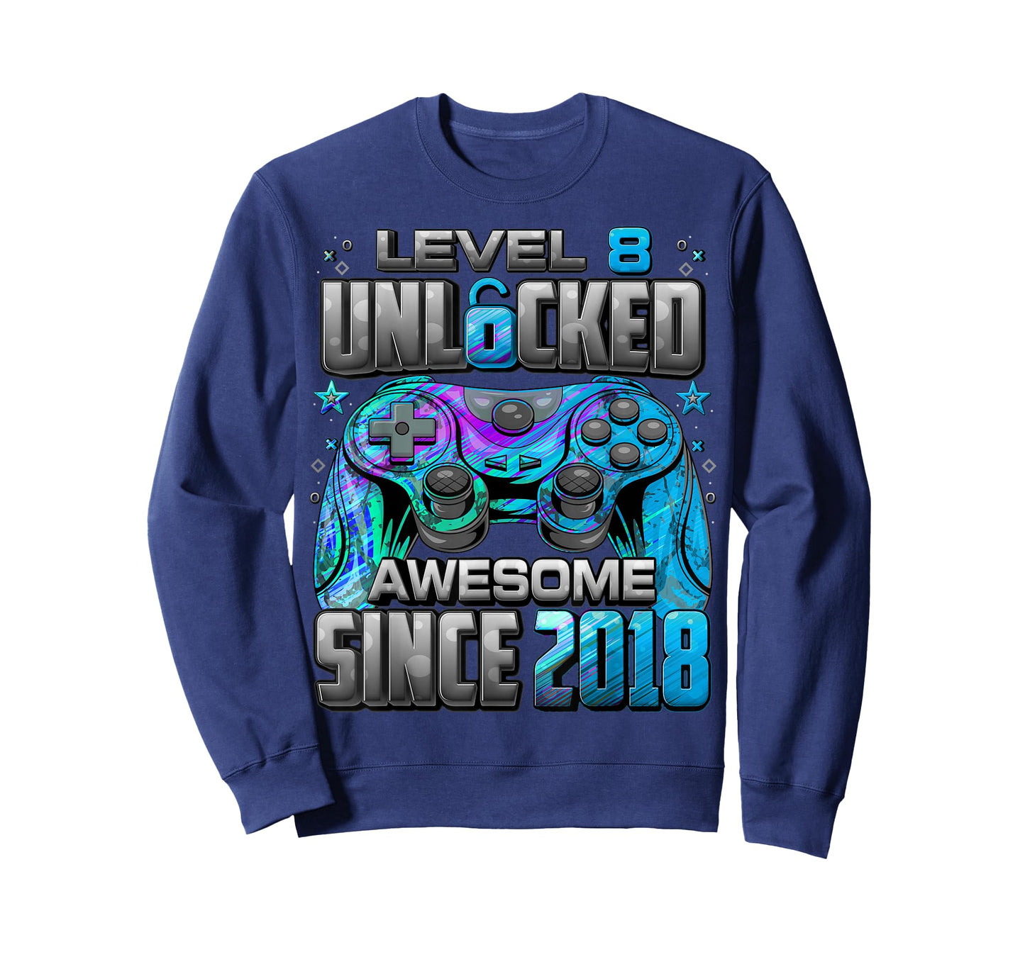 Level 8 Unlocked Awesome Since 2018 8th Birthday Gaming T-Shirt
